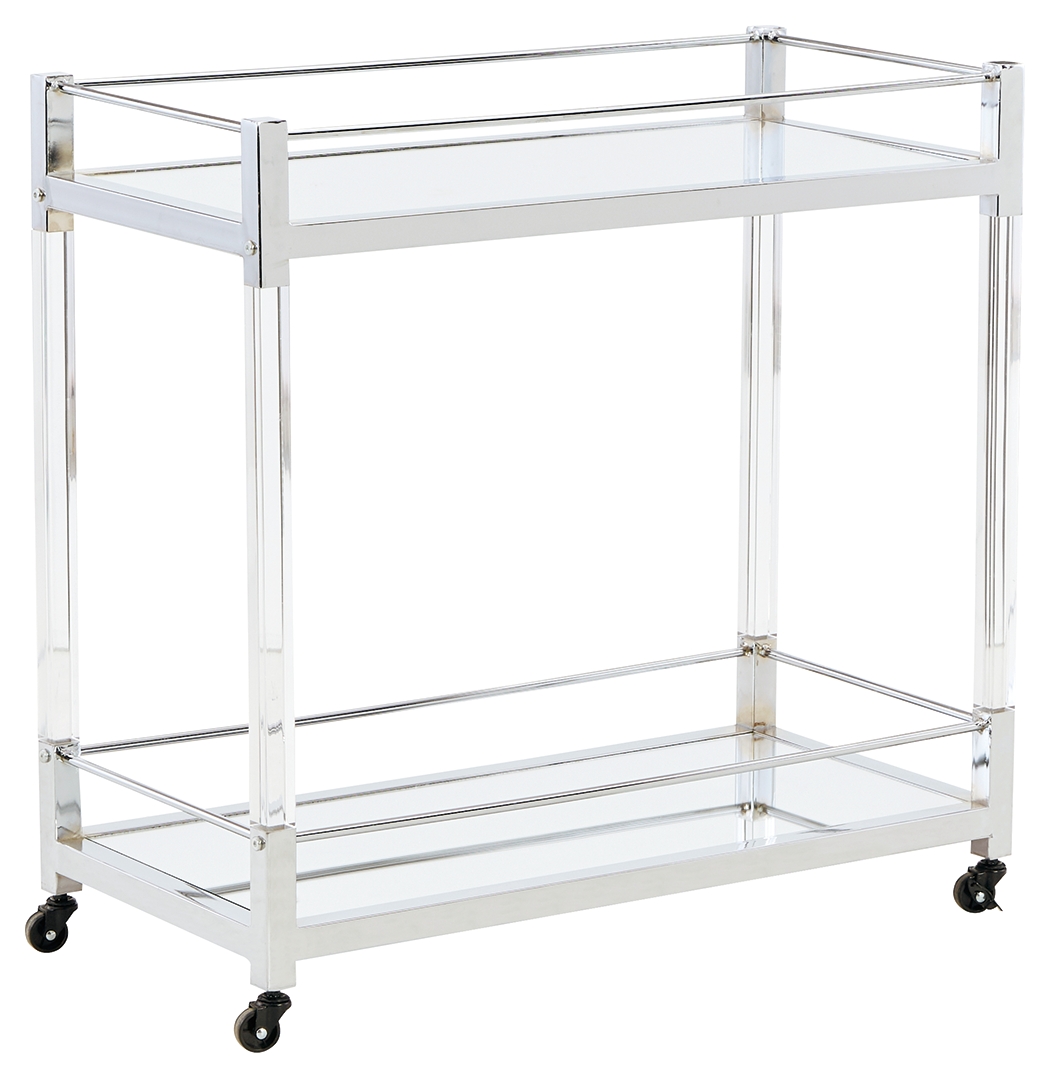 Chaseton - Bar Cart - Clear / Silver Finish