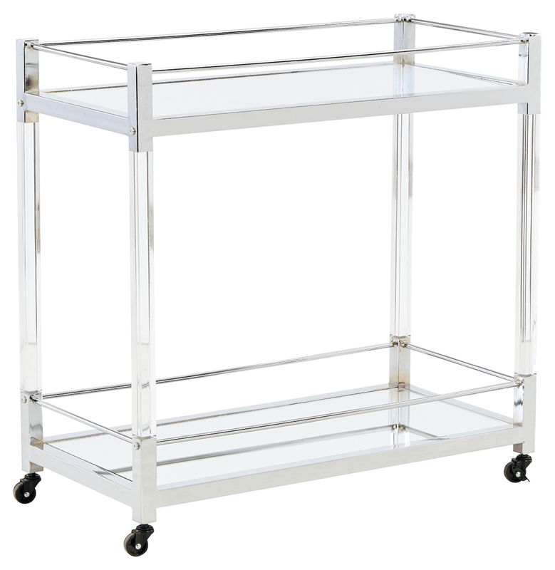 Chaseton - Bar Cart - Clear / Silver Finish