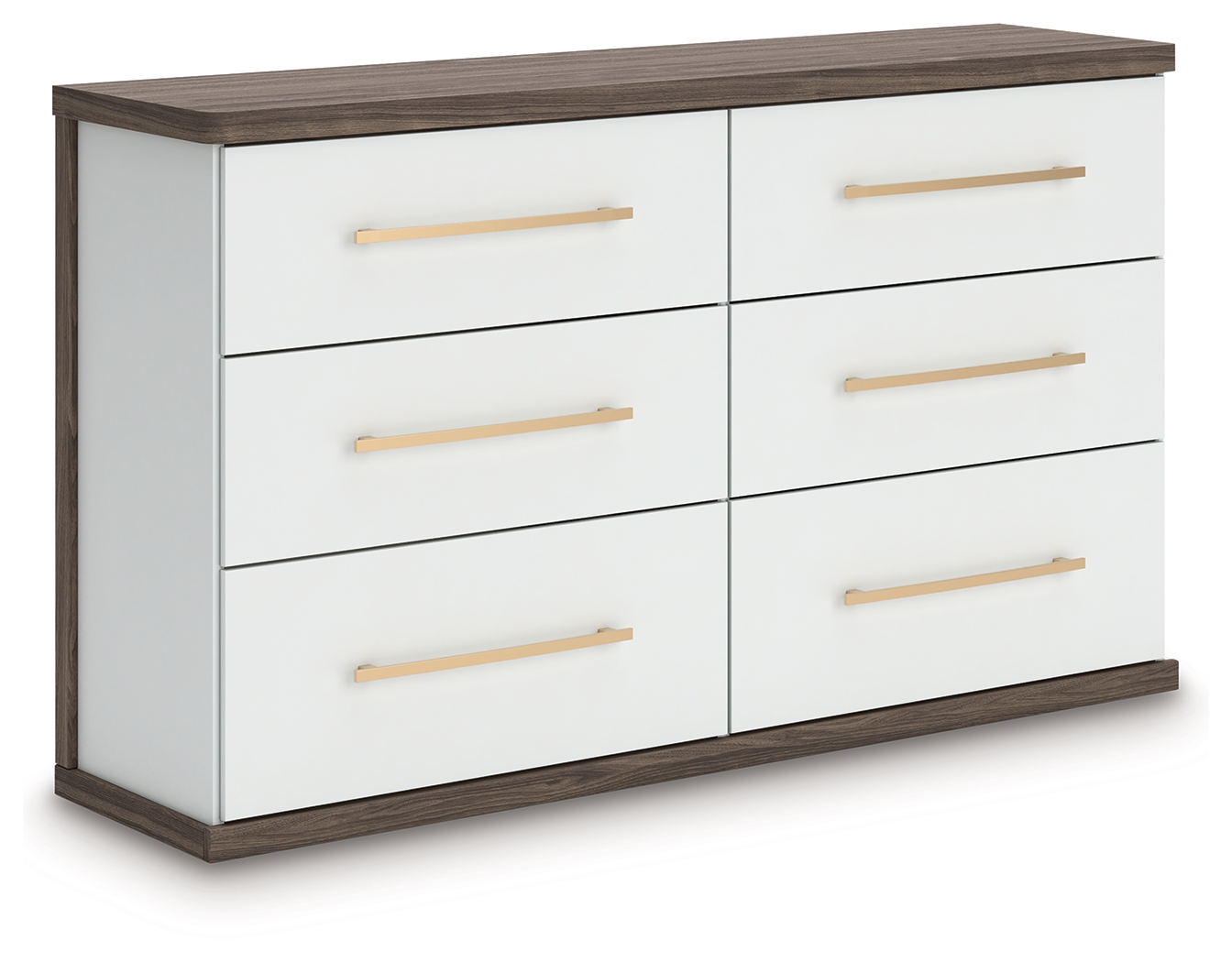 Kendanport - Six Drawer Dresser - Brown / White