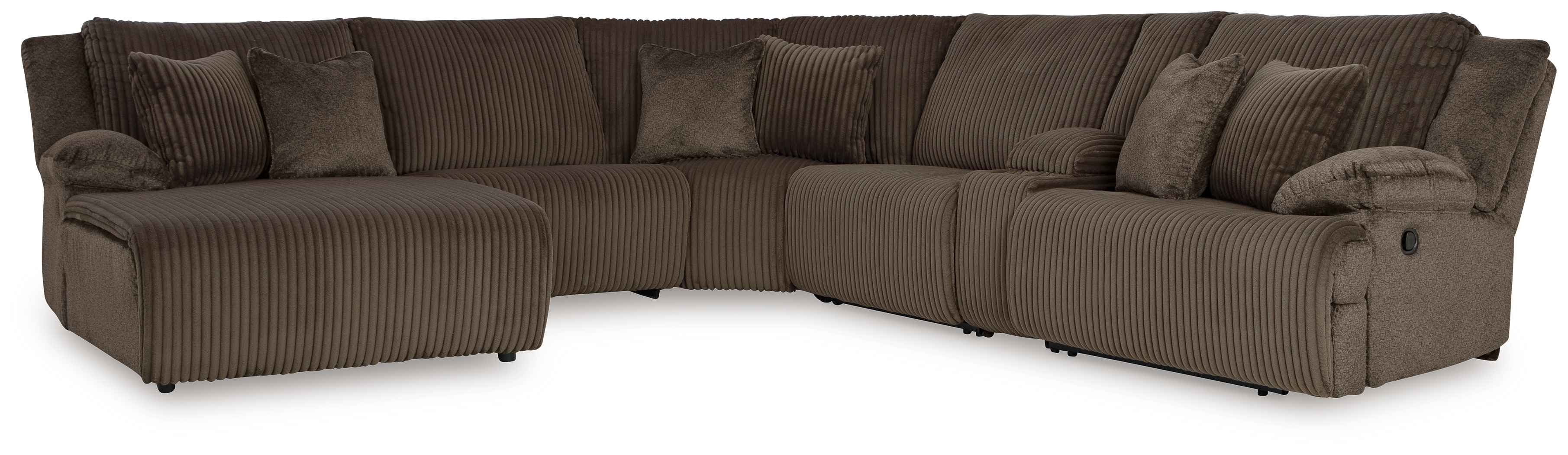 Top Tier - 6-Piece Reclining Sectional With Laf Press Back Chaise - Chocolate