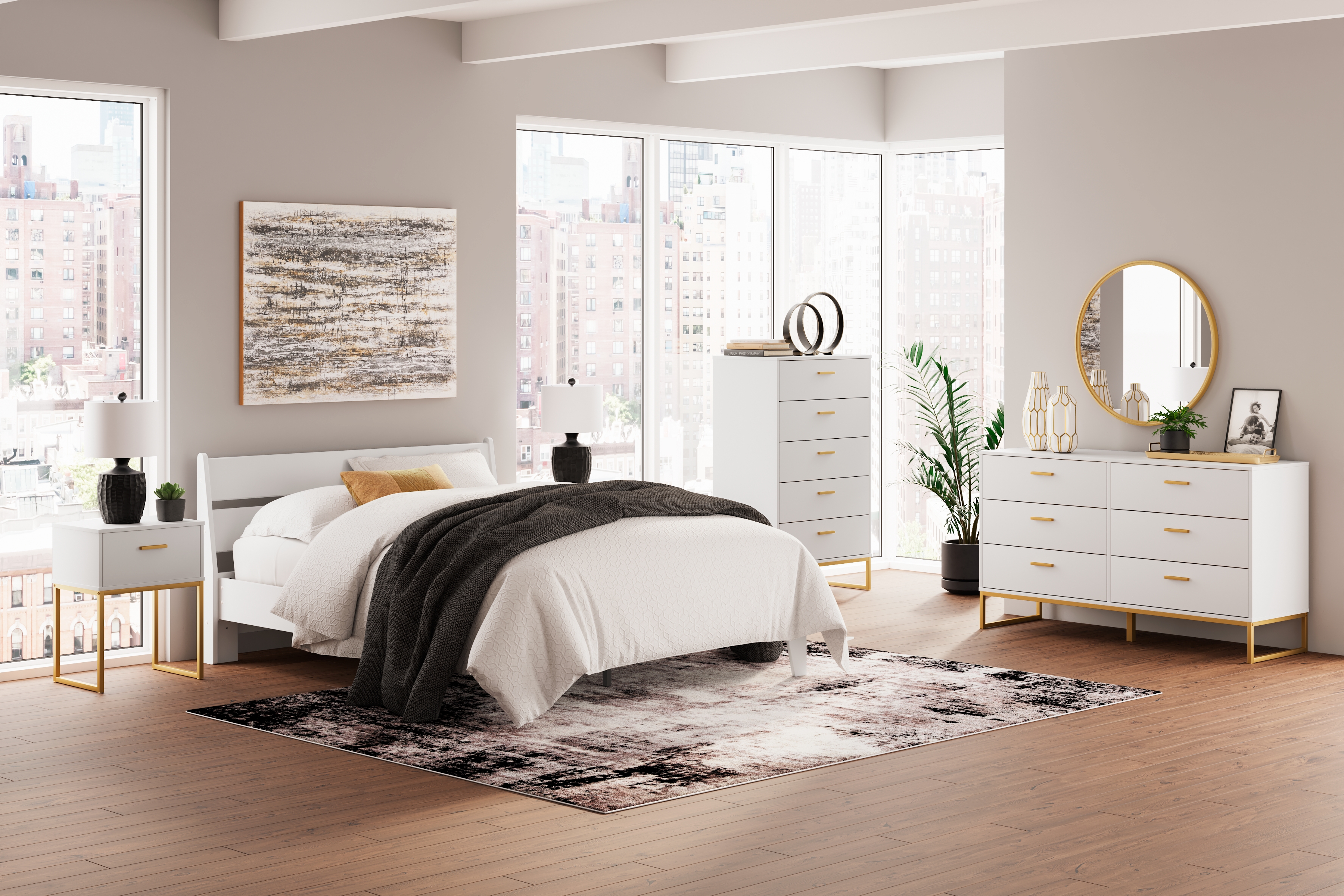 Socalle - 5 Pc. - Dresser, Queen Panel Platform Bed, 2 Nightstands - Two-Tone