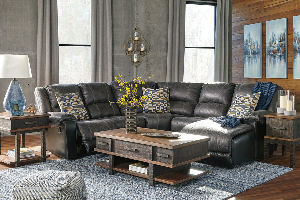 Nantahala - Right Arm Facing Corner Chaise 4 Pc Sectional - Slate