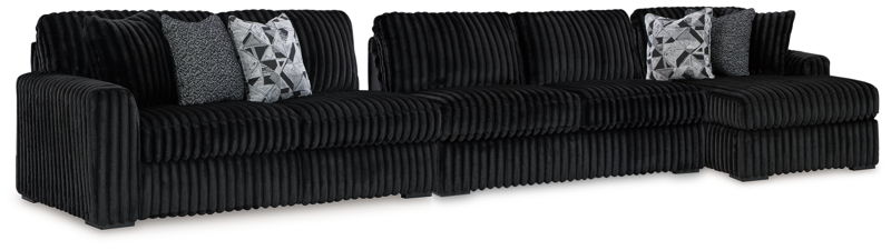 Midnight-Madness - 3-Piece Sectional With Raf Corner Chaise - Onyx