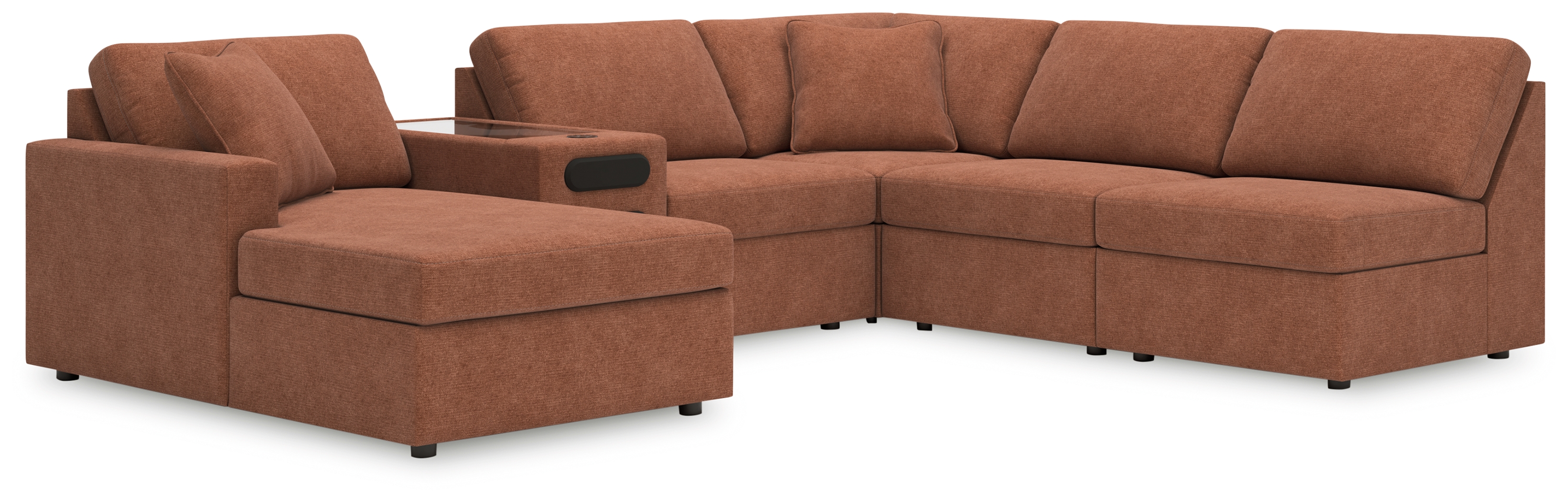 Modmax - 6-Piece Sectional With Laf Corner Chaise And Audio System Console - Spice