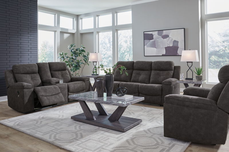 Brysonview - 3 Pc. - Reclining Sofa, Reclining Loveseat With Console, Recliner - Charcoal