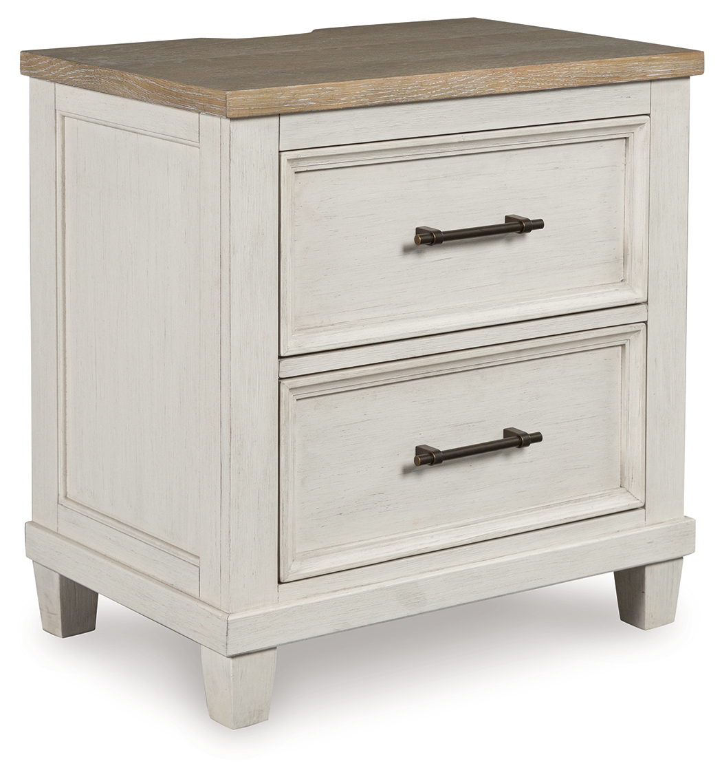 Shaybrock - Two Drawer Night Stand - Antique White / Brown