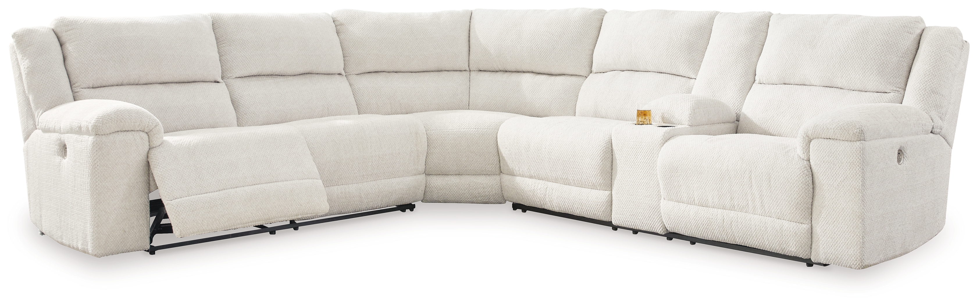Keensburg - 3-Piece Power Reclining Sectional With Raf Power Reclining Loveseat With Console - Linen