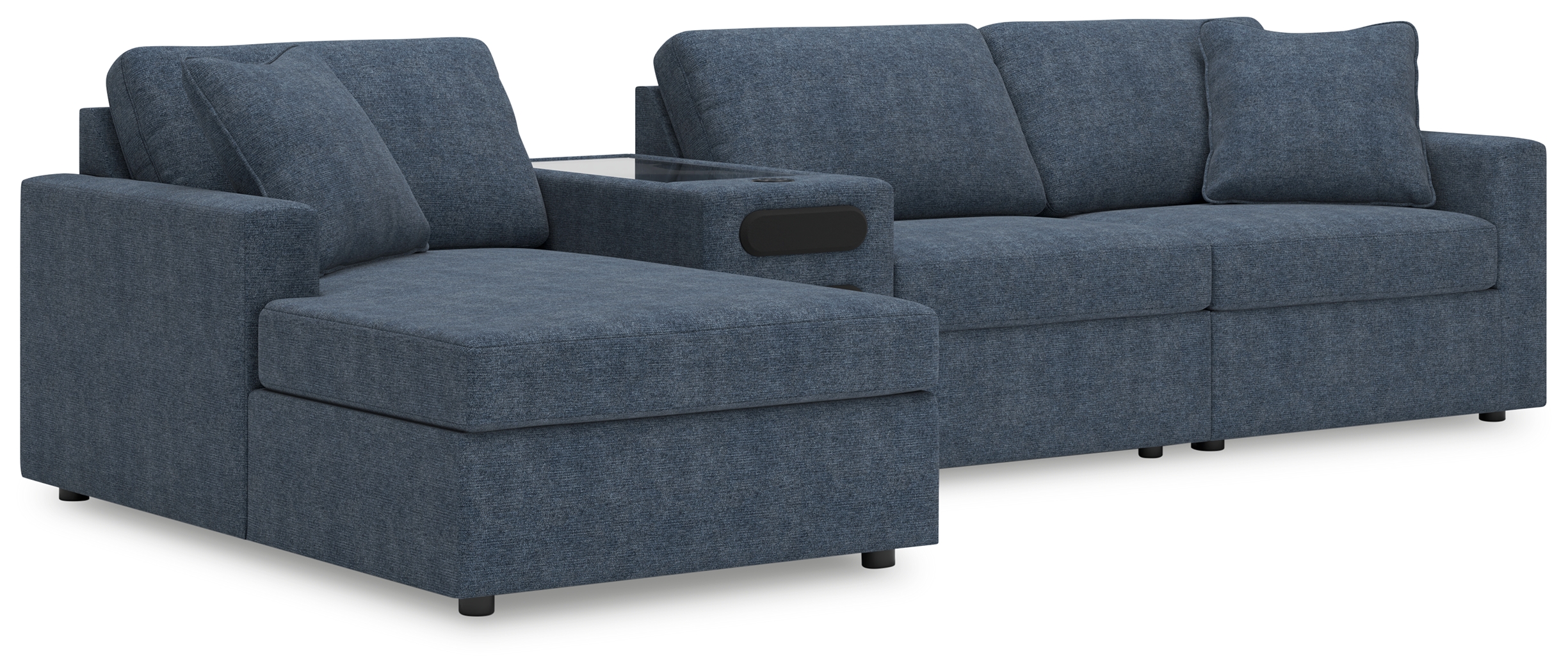Modmax - 4-Piece Sectional With Laf Corner Chaise And Audio System Console - Ink