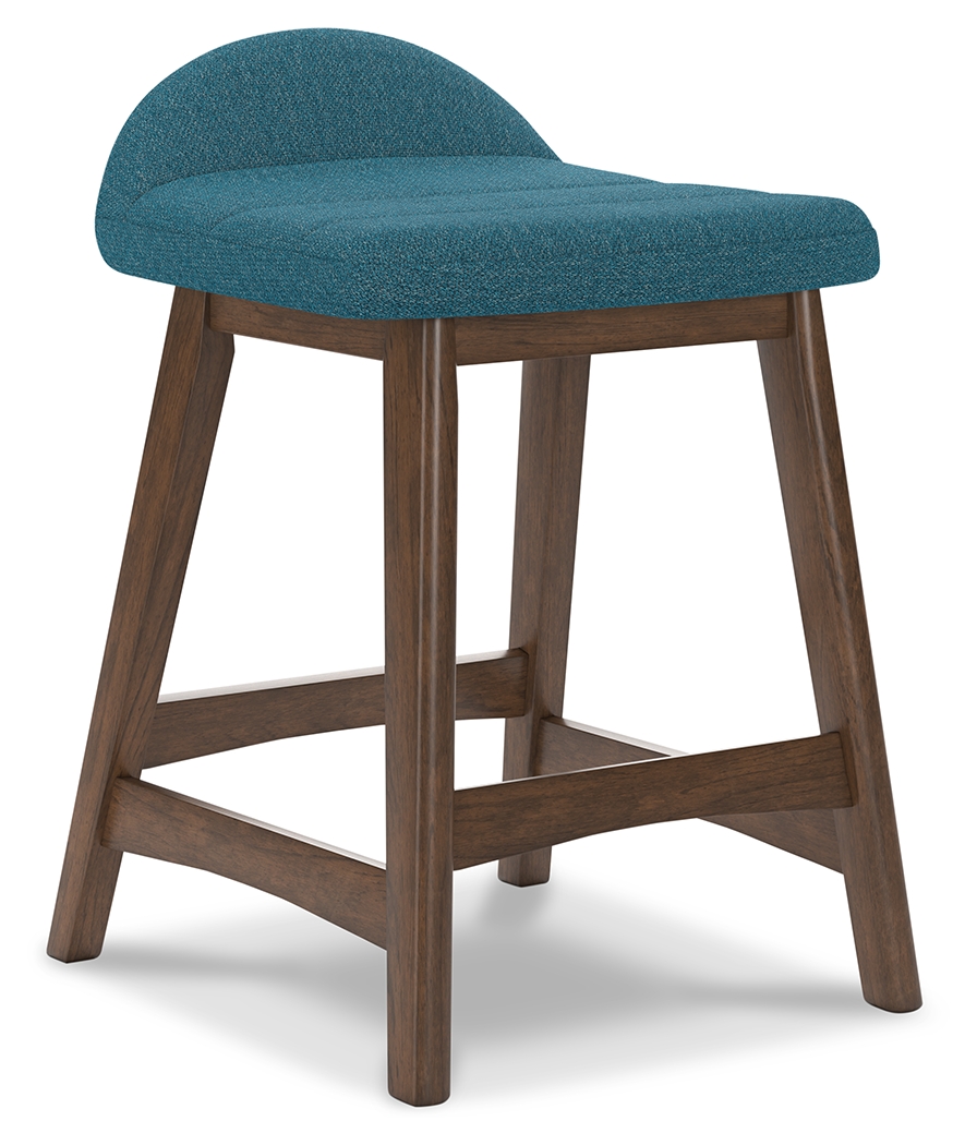 Lyncott - Upholstered Barstool (Set of 2) - Blue / Brown