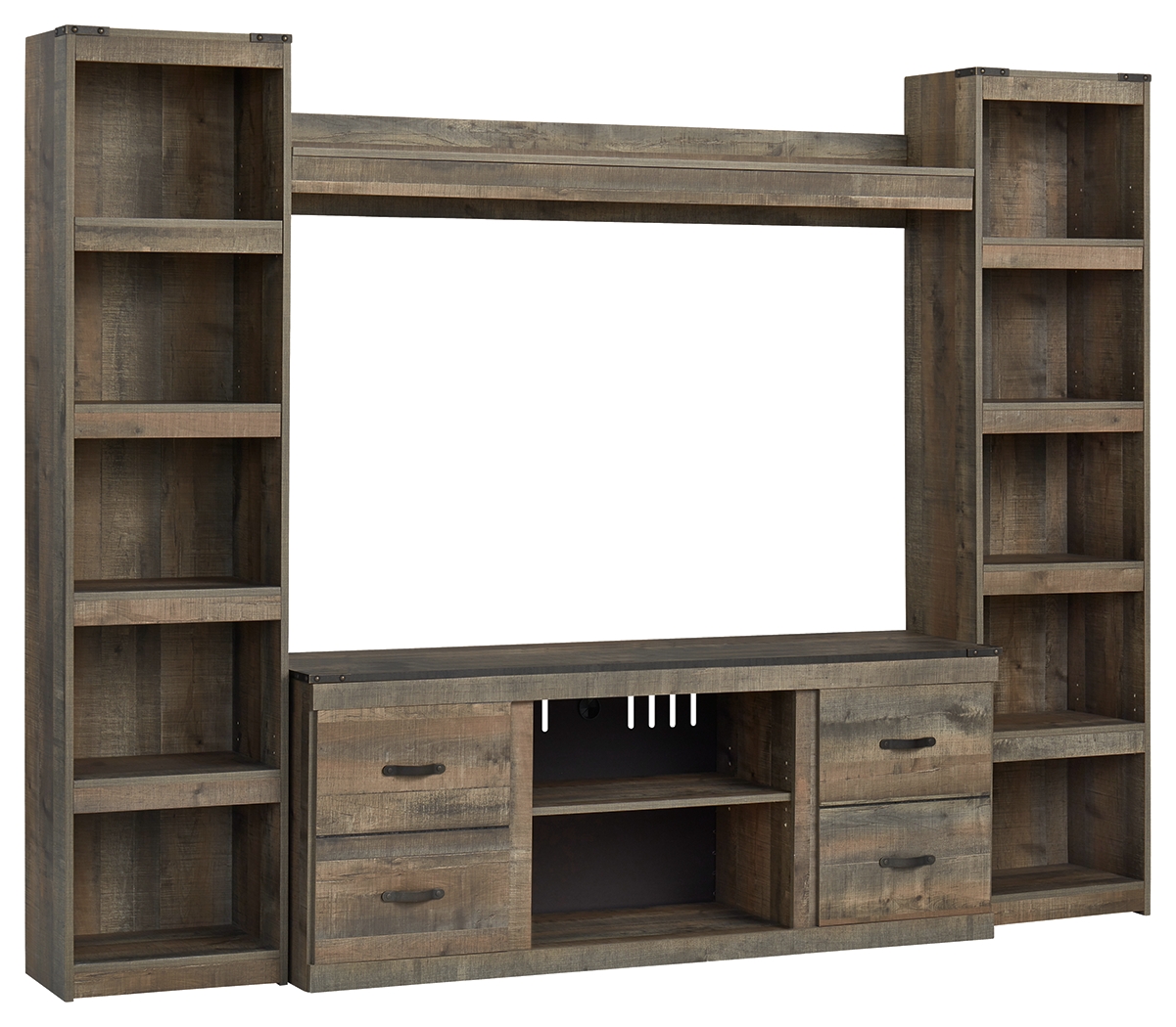 Trinell - 4-Piece Entertainment Center With 60" TV Stand W/Fireplace Option - Brown