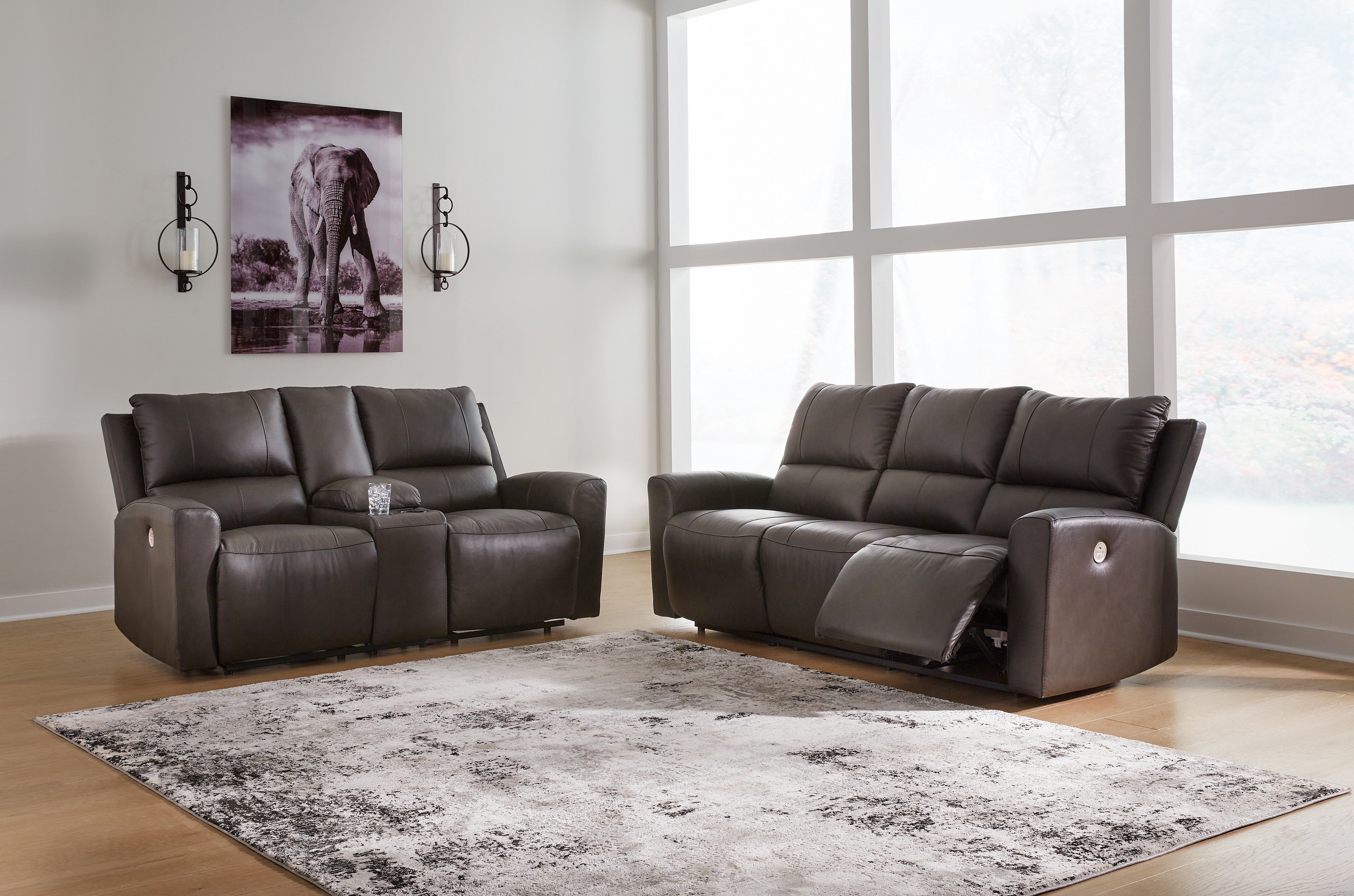 Boxmere - 2 Pc. - Power Reclining Sofa, Power Reclining Loveseat With Console - Storm