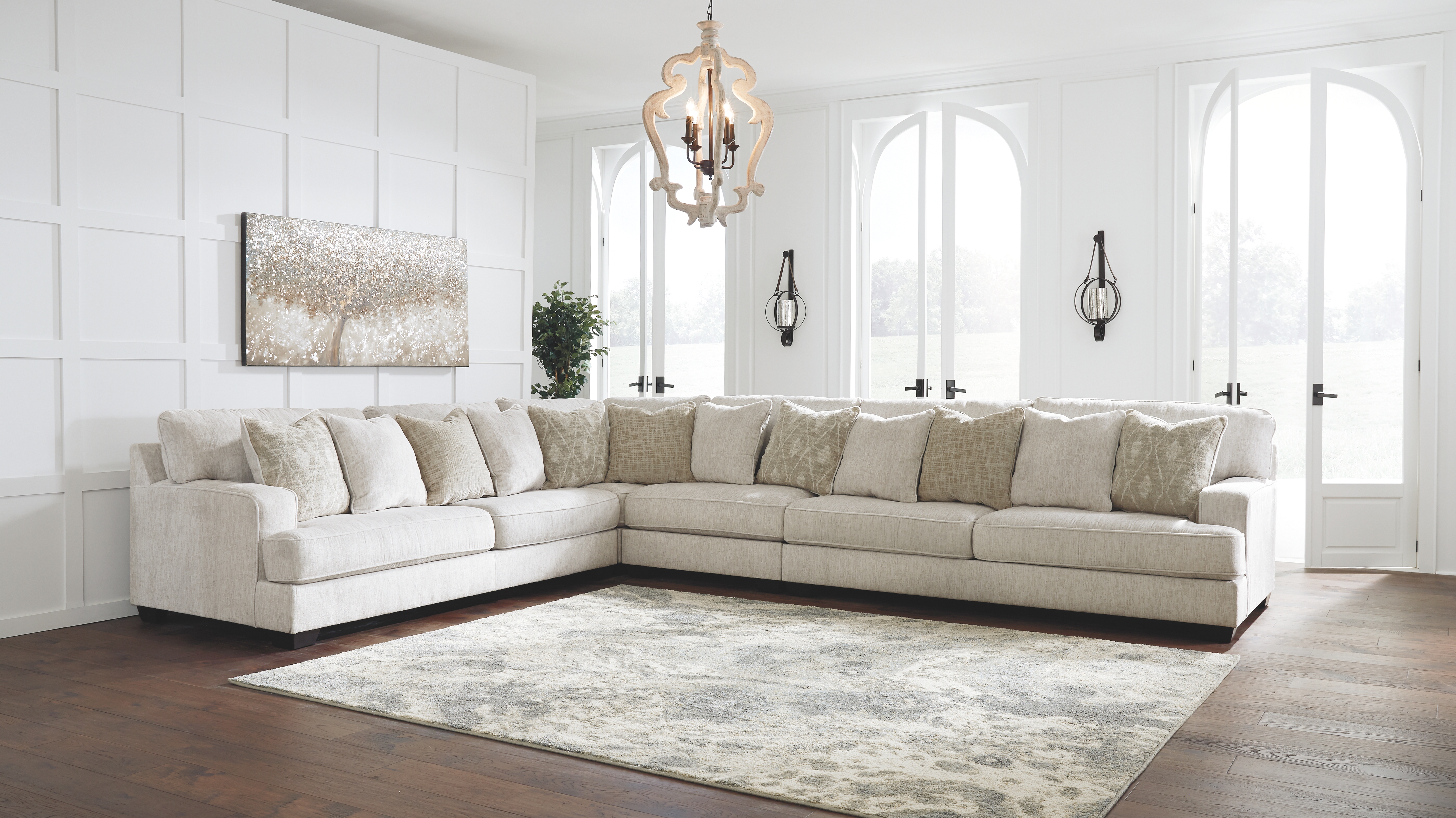 Rawcliffe - Left Arm Facing Sofa 4 Pc Sectional - Parchment