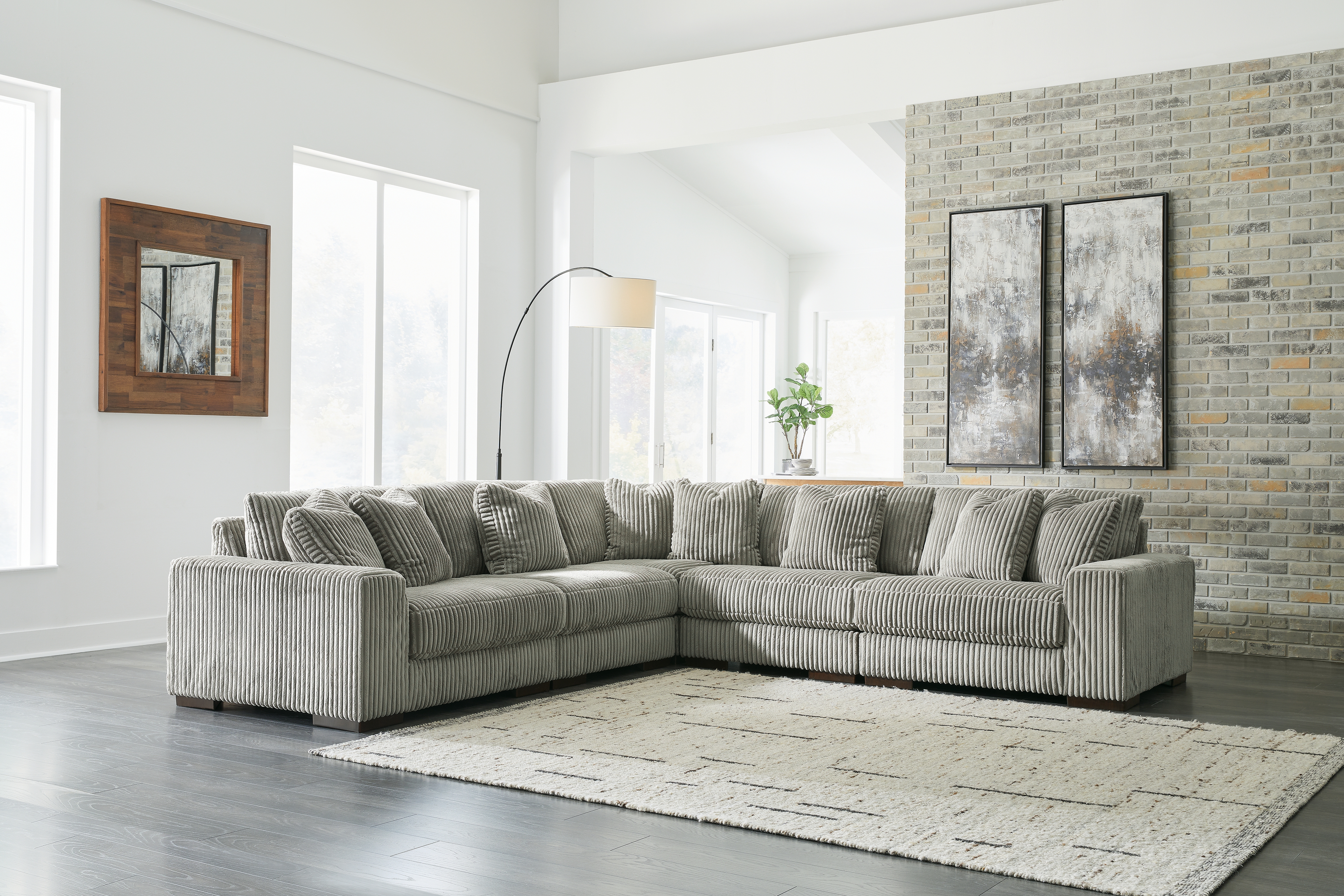 Lindyn - Corner Chairs 5 Pc Sectional - Fog