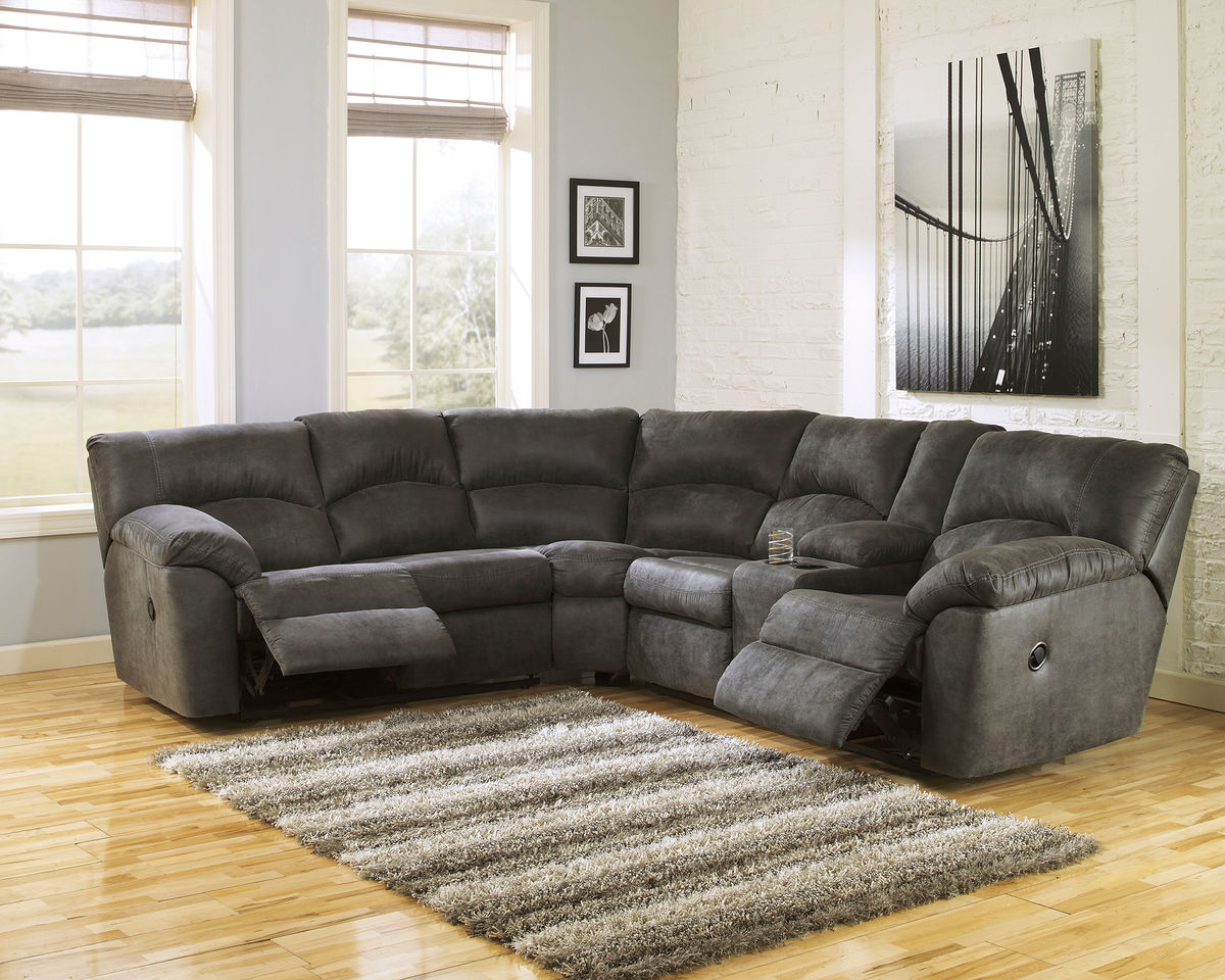 Tambo - Right Arm Facing Loveseat with Console 2 Pc Sectional - Pewter