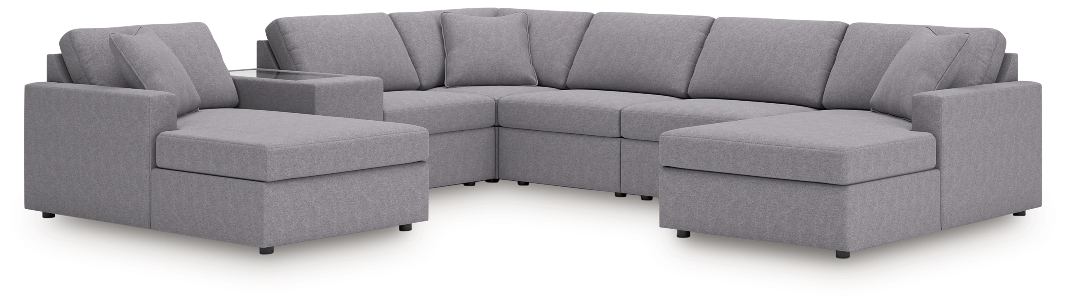 Modmax - 7-Piece Sectional With Laf And Raf Corner Chaises And With Storage Console - Granite