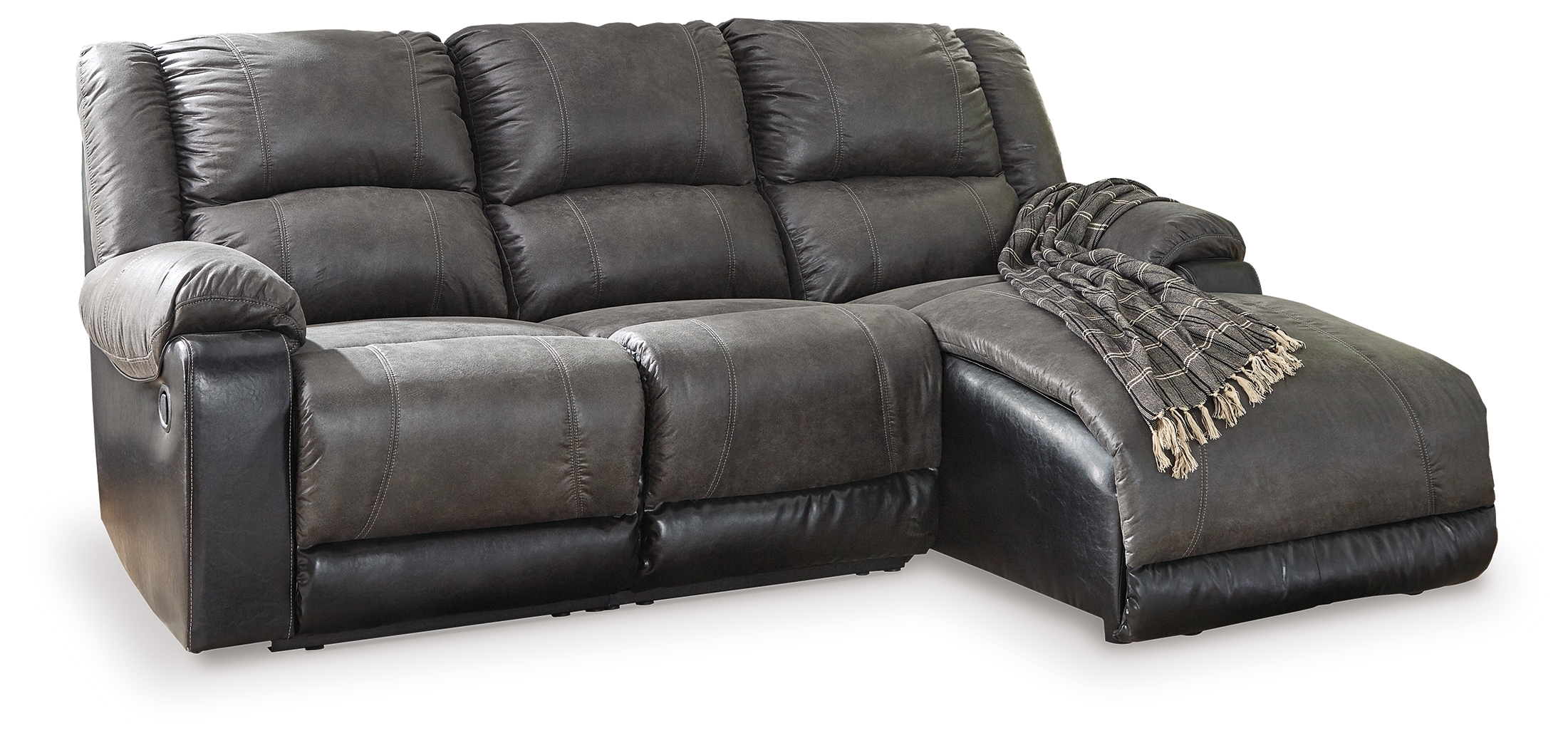 Nantahala - 3-Piece Reclining Sectional With Raf Corner Chaise - Slate