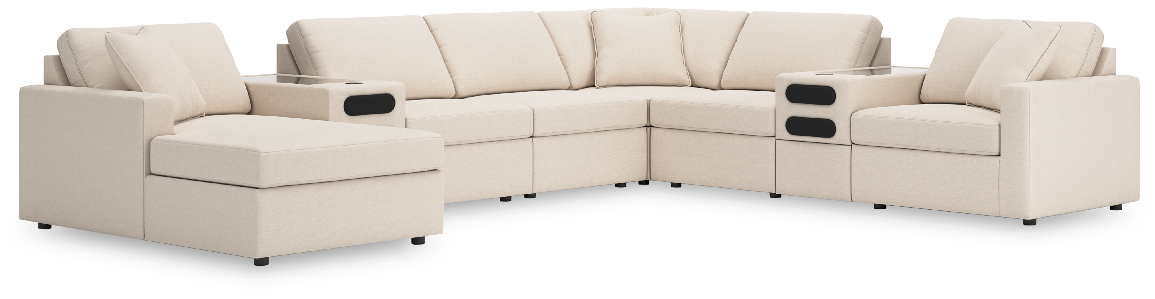 Modmax - 8-Piece Sectional With Laf Corner Chaise And Audio Consoles - Oyster