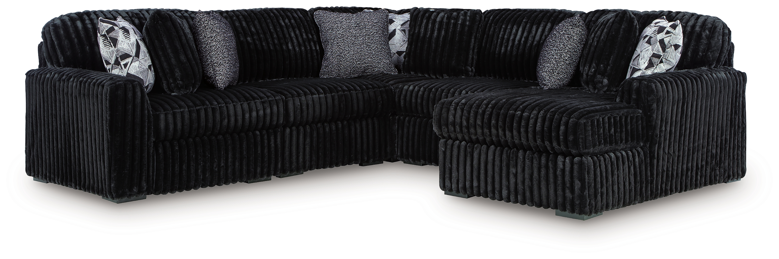 Midnight-Madness - 6-Piece Sectional With RAF Corner Chaise - Onyx