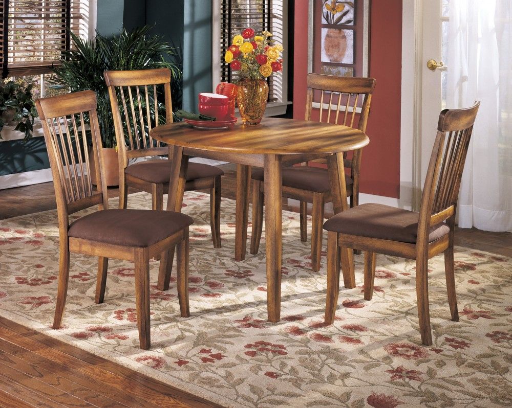 Berringer - 5 Pc. - Drop Leaf Table, 4 Side Chairs - Rustic Brown