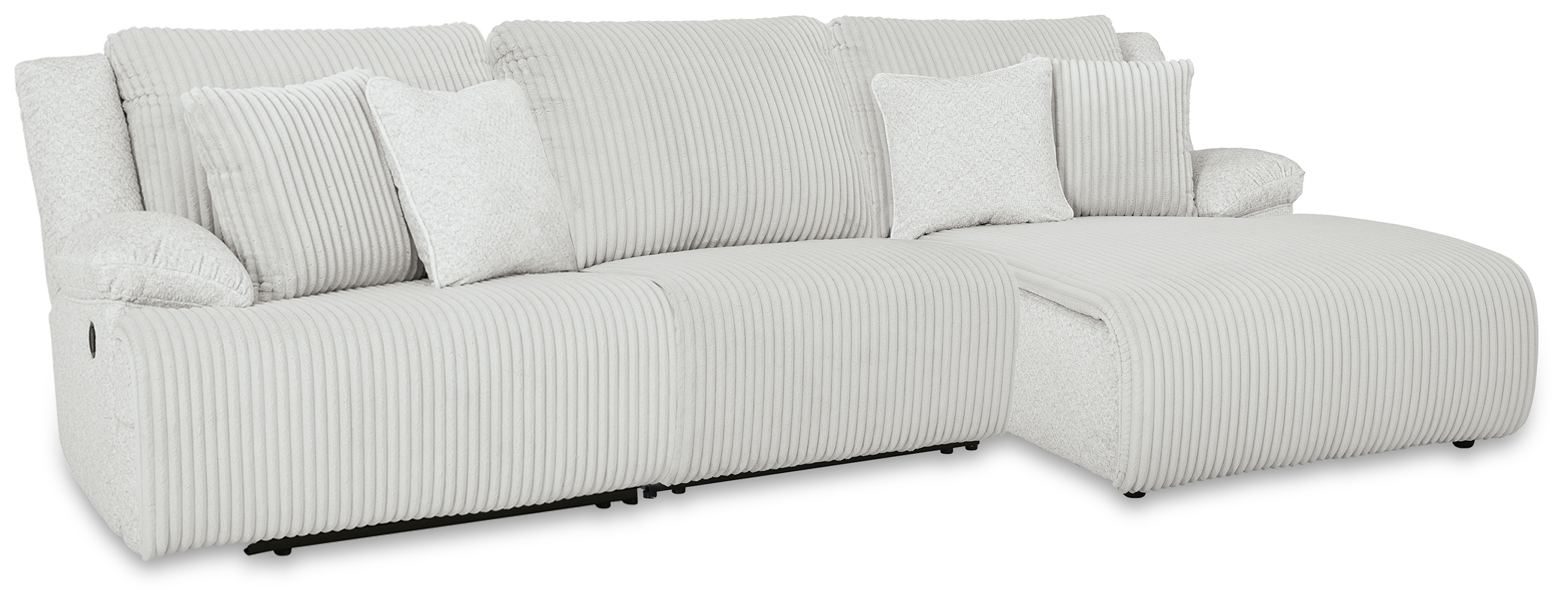 Top Tier - 3-Piece Sectional Reclining Chofa With Raf Press Back Chaise - Alloy