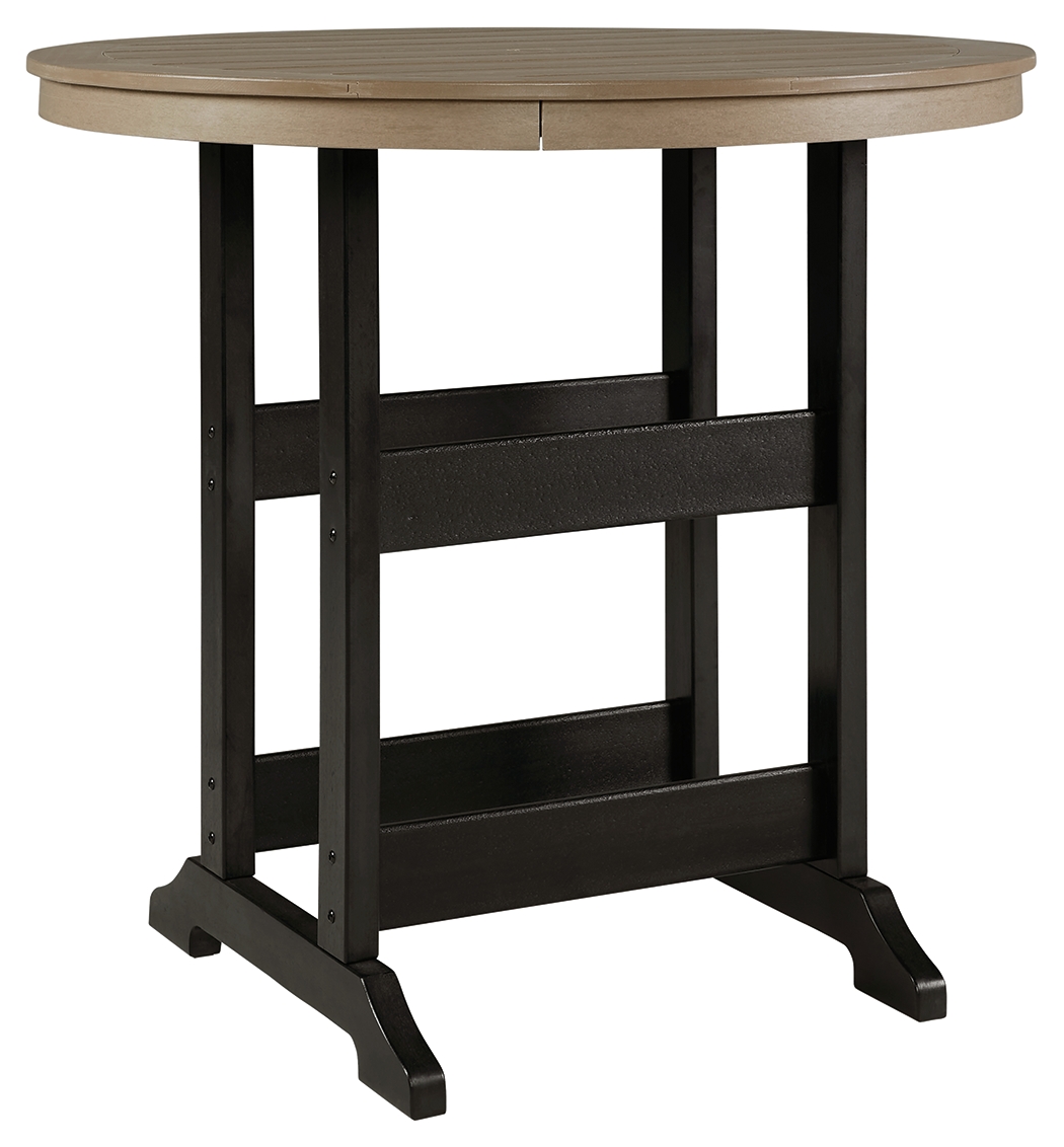 Fairen Trail - Round Bar Table w/Umb OPT - Black / Driftwood