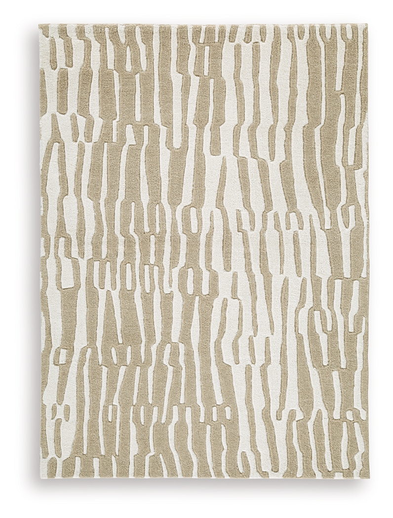 Corrbell - 5' x 7' Rug - Beige / White