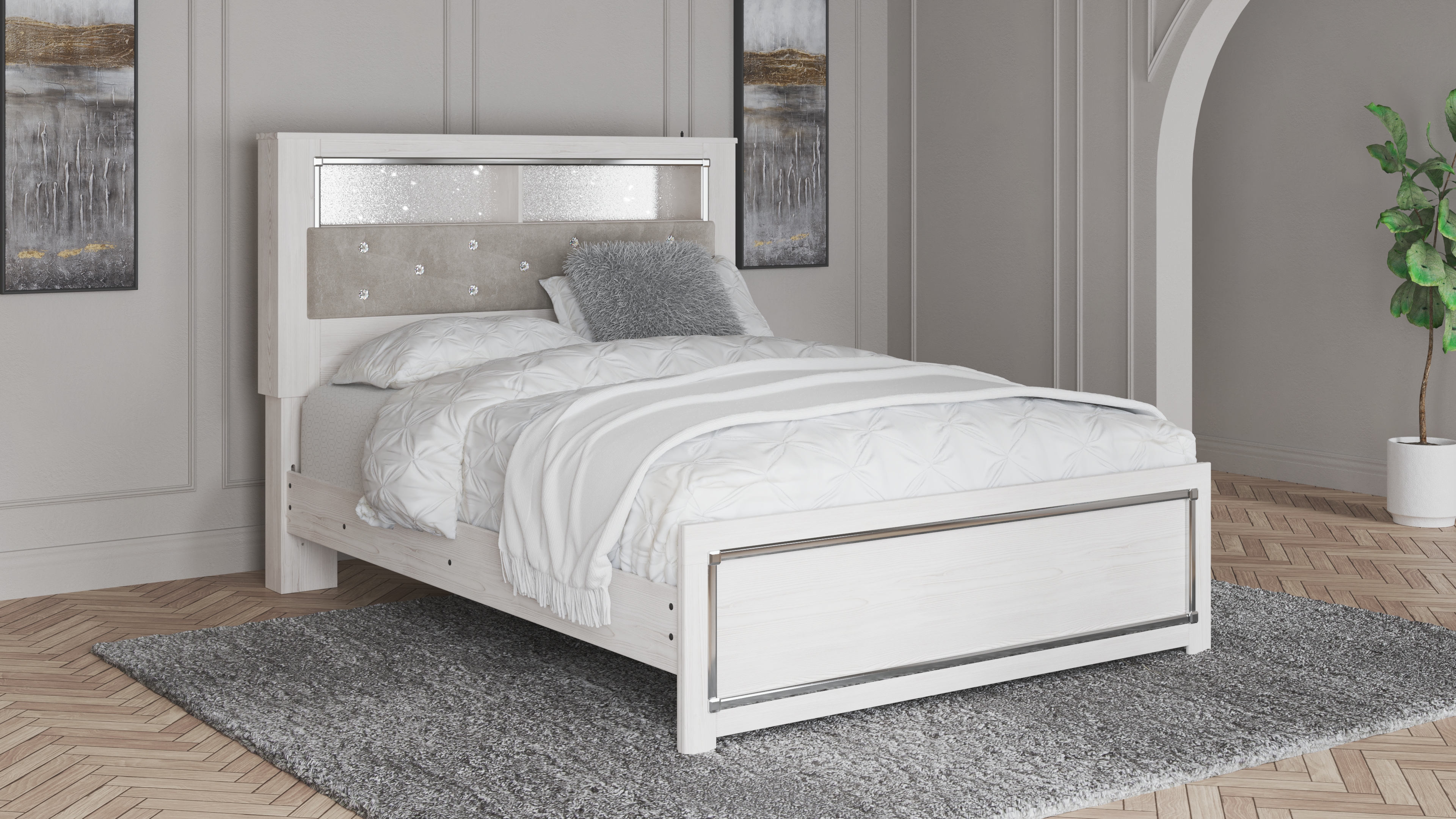 Altyra - Queen Panel Bookcase Bed - White