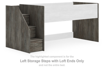 Frandern - Left Storage Steps With Loft Ends - Gray