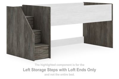 Frandern - Left Storage Steps With Loft Ends - Gray