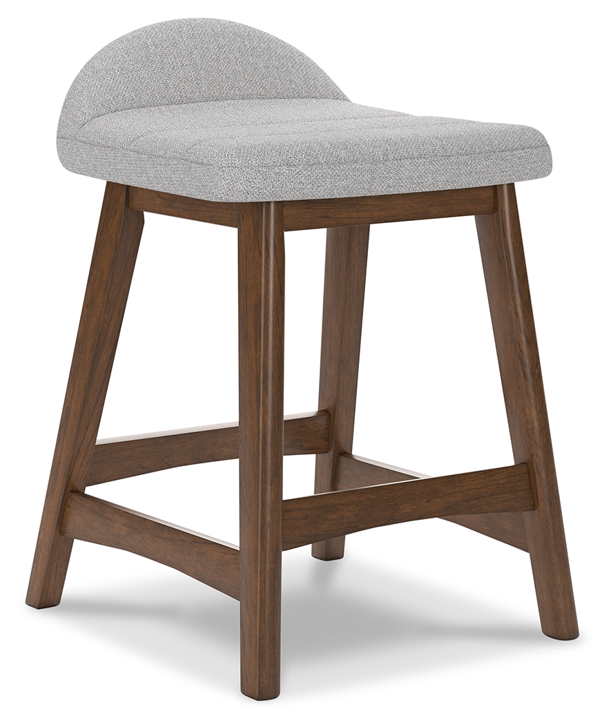 Lyncott - Upholstered Barstool (Set of 2) - Light Gray / Brown