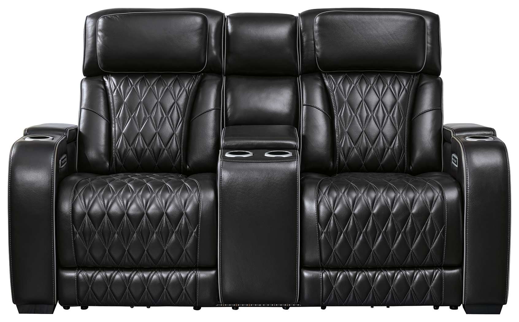 Boyington - Power Reclining Loveseat with Console/ Adj Headrest - Black