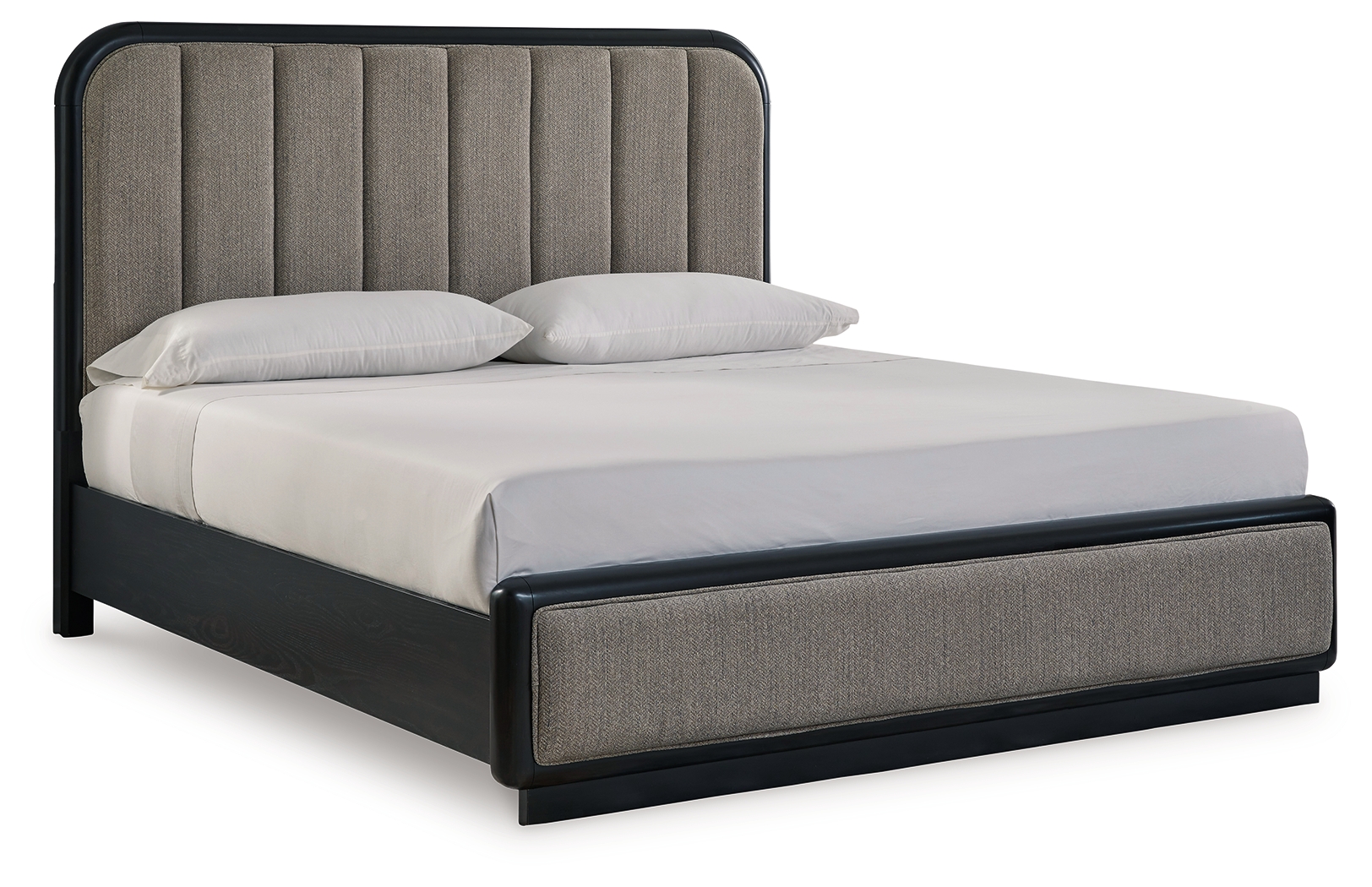 Rowanbeck - King Upholstered Panel Bed - Gray / Black