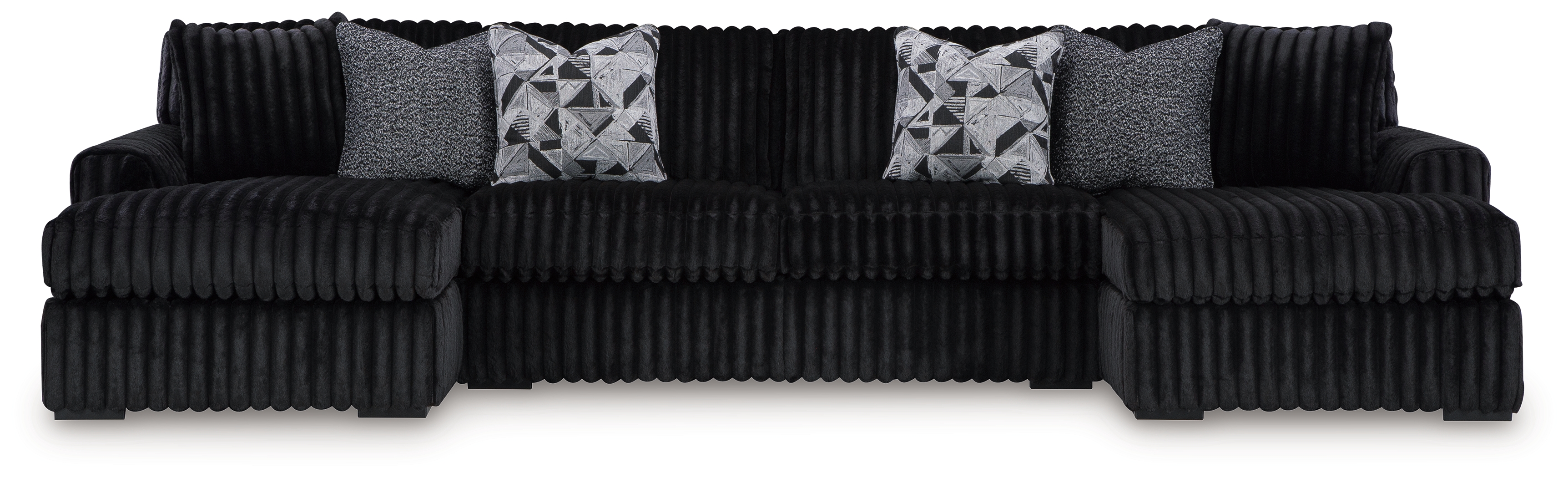 Midnight-Madness - 3-Piece Sectional With Laf And Raf Corner Chaises - Onyx