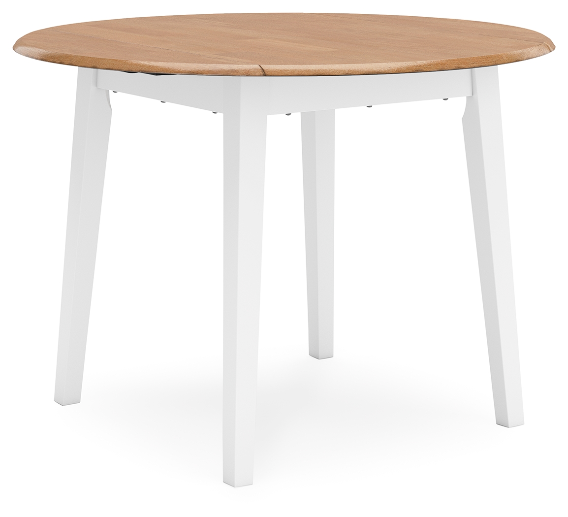 Gesthaven - Round Dining Room Drop Leaf Table - Natural / White