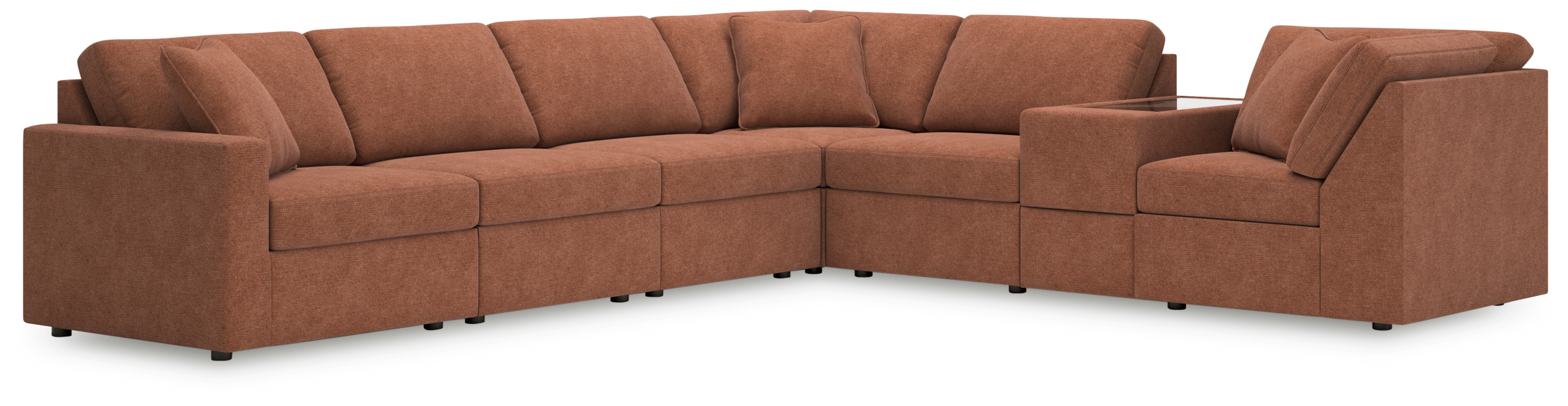 Modmax - 7-Piece Sectional With Storage Console And Raf Corner Chair - Spice