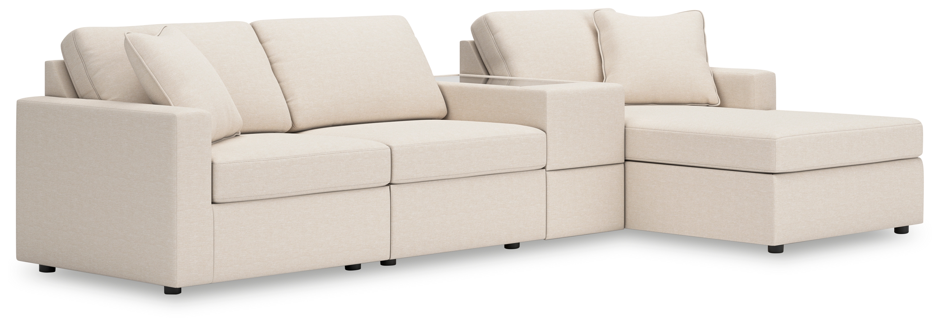 Modmax - 4-Piece Sectional With Raf Corner Chaise And Storage Console - Oyster