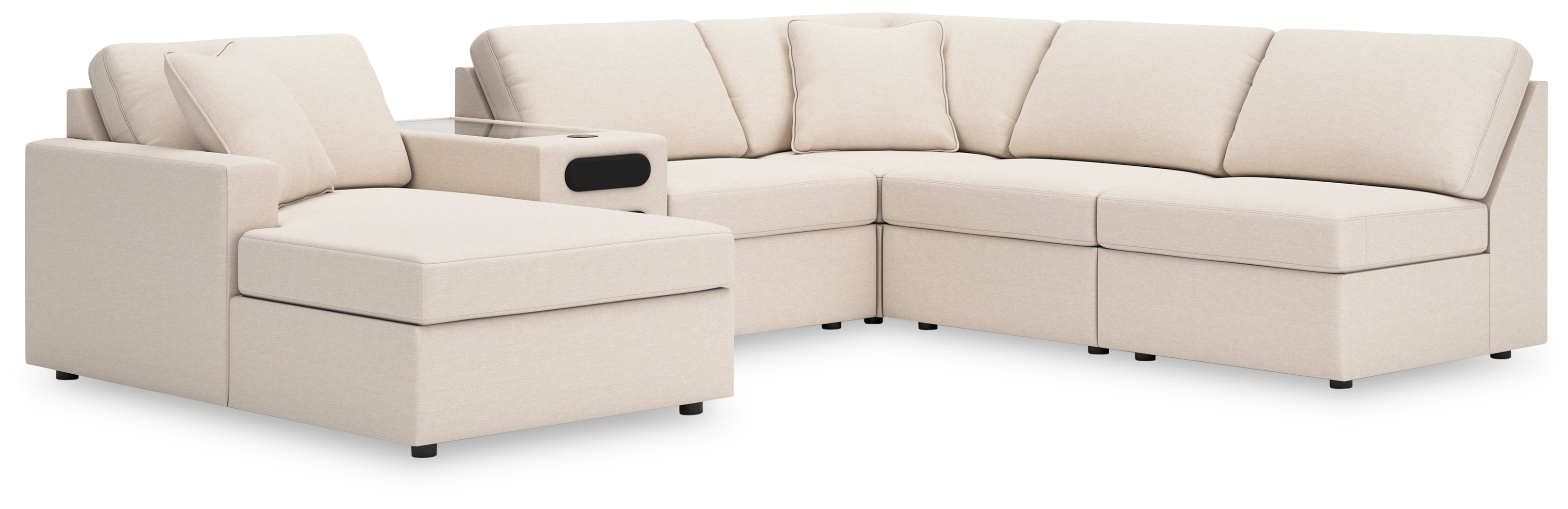Modmax - 6-Piece Sectional With Laf Corner Chaise And Audio Console - Oyster