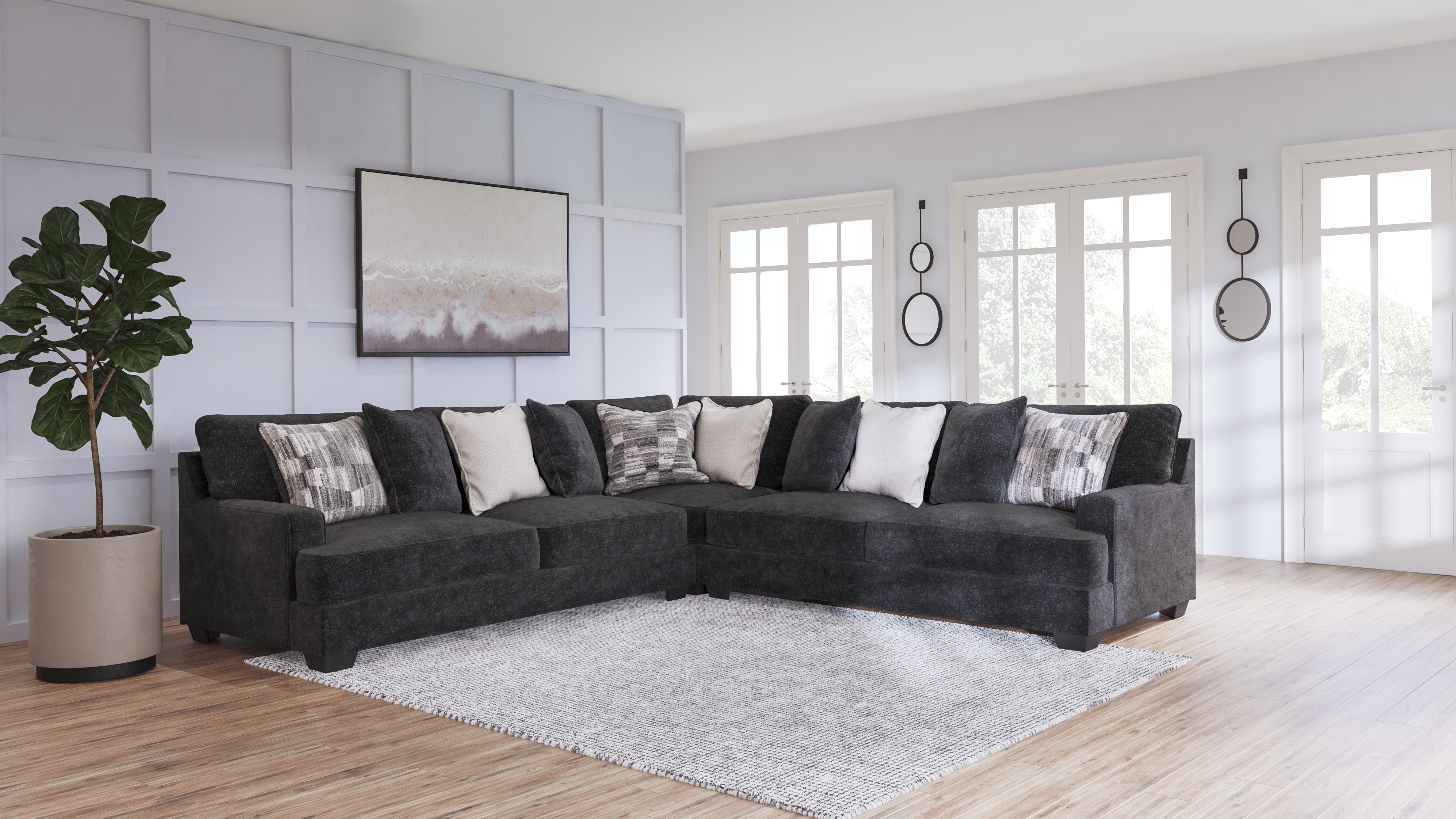 Lavernett - Corner Sofa 3 Pc Sectional - Charcoal