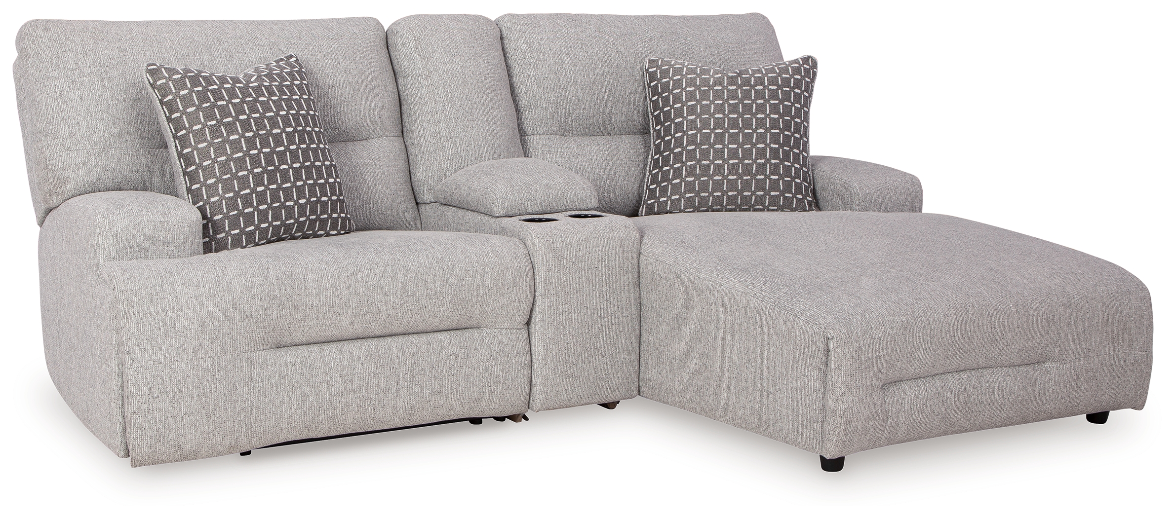 Acklen Place - 3-Piece Power Reclining Sectional Sofa With Raf Chaise - Pewter