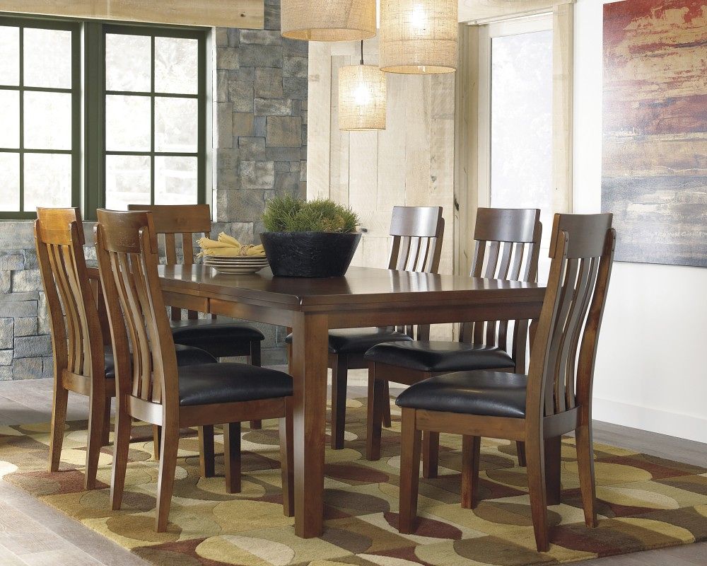 Ralene - 7 Pc. - Extension Table, 6 Side Chairs - Light Brown