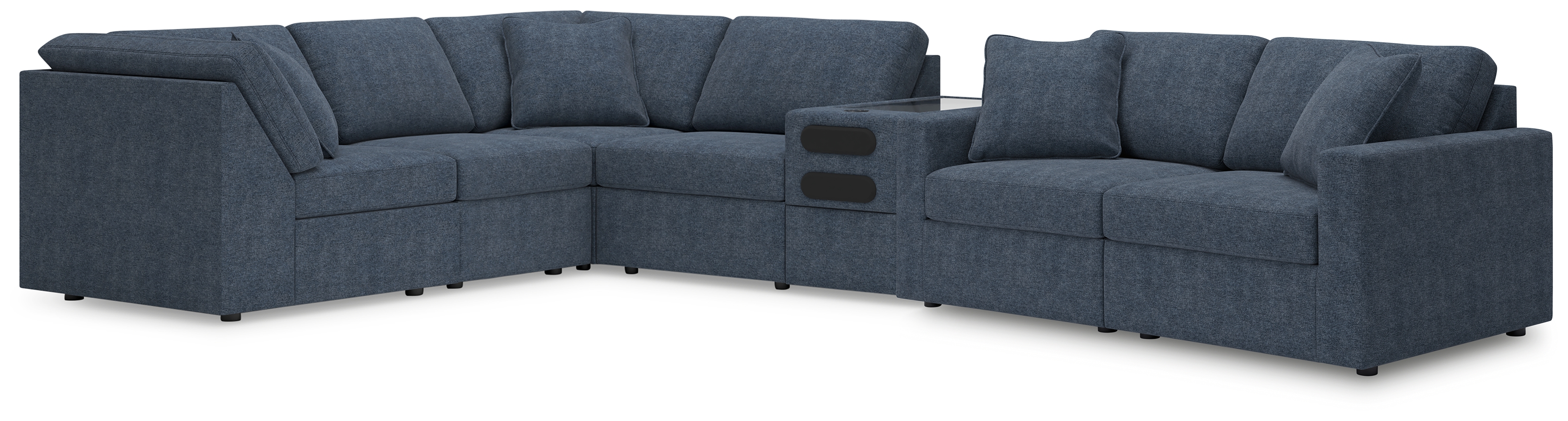 Modmax - 7-Piece Sectional With Audio Console And LAF / RAF Corner Chairs - Ink