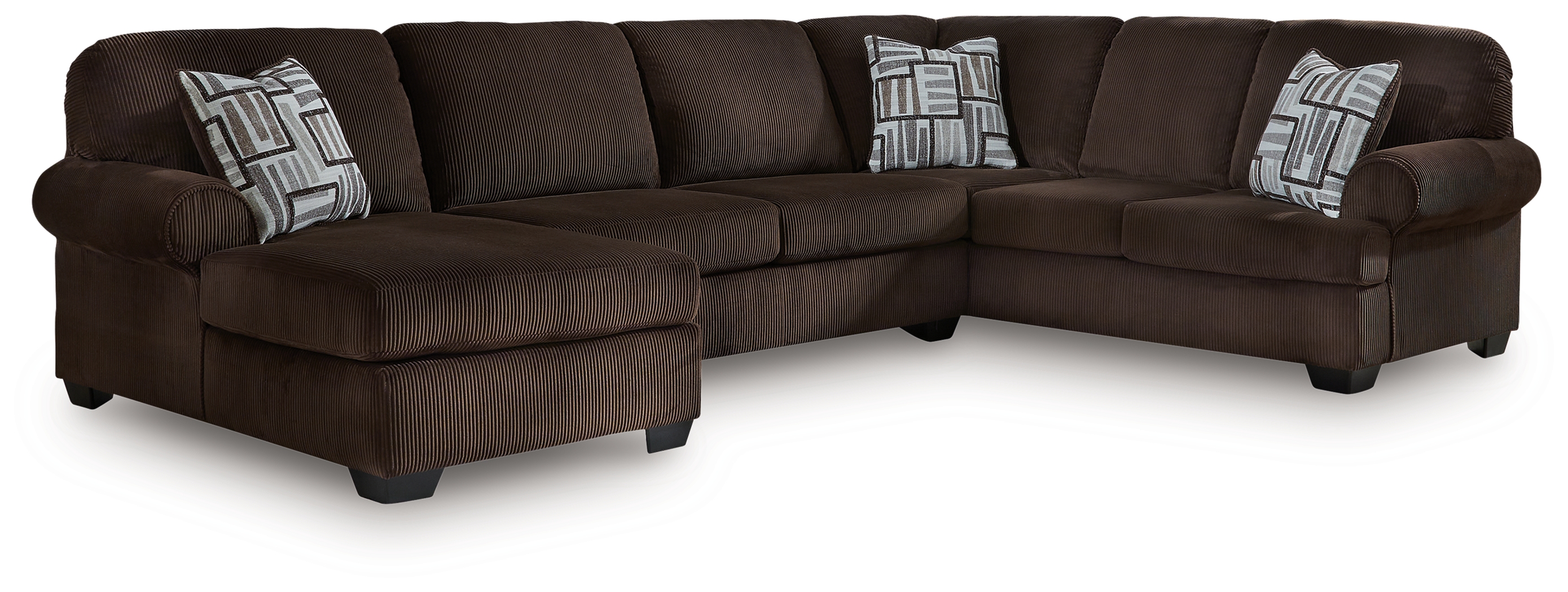 Kimlee - 3-Piece Sectional With LAF Chaise And RAF Sofa - Chocolate
