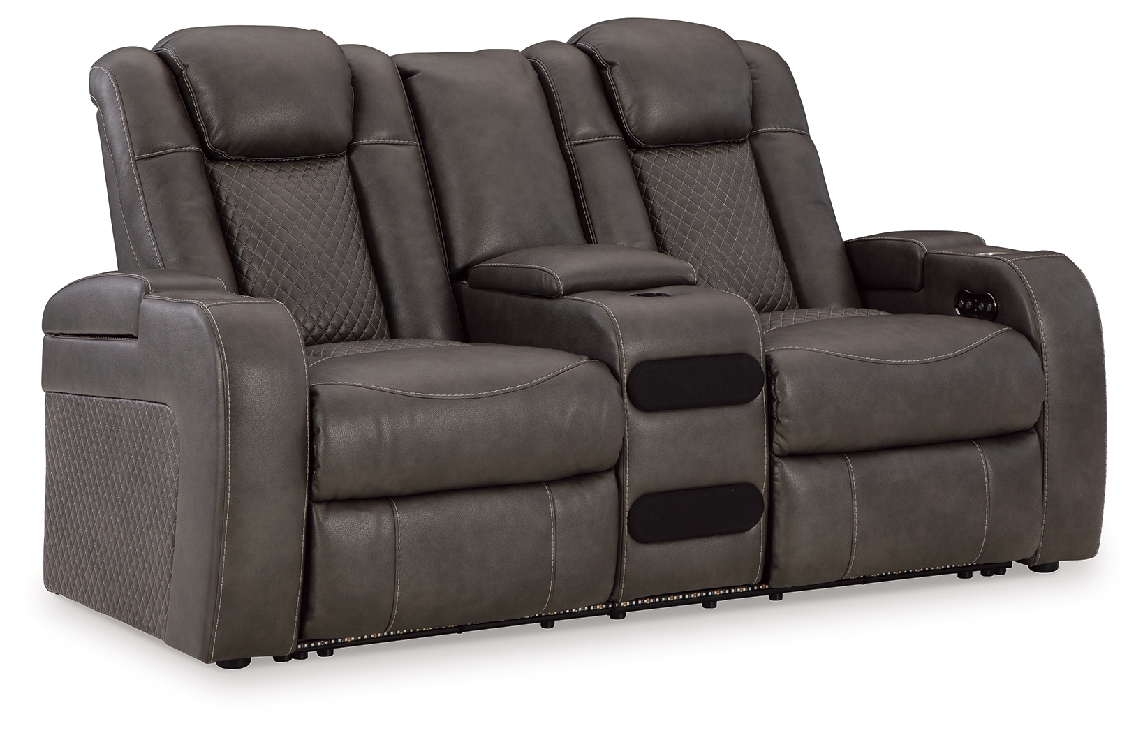 Fyne-Dyme - Power Reclining Loveseat with Console/Adj Hdrst - Shadow