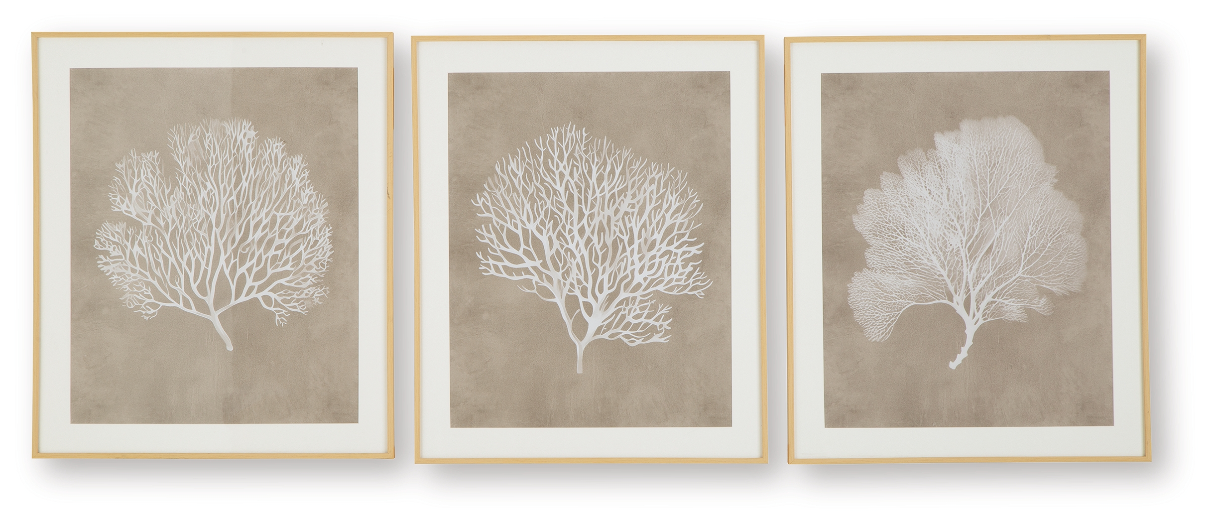Hendridge - Wall Art Set (Set of 3) - Taupe / White