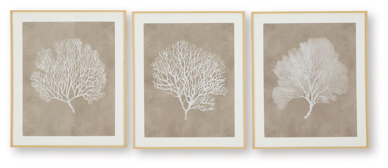 Hendridge - Wall Art Set (Set of 3) - Taupe / White