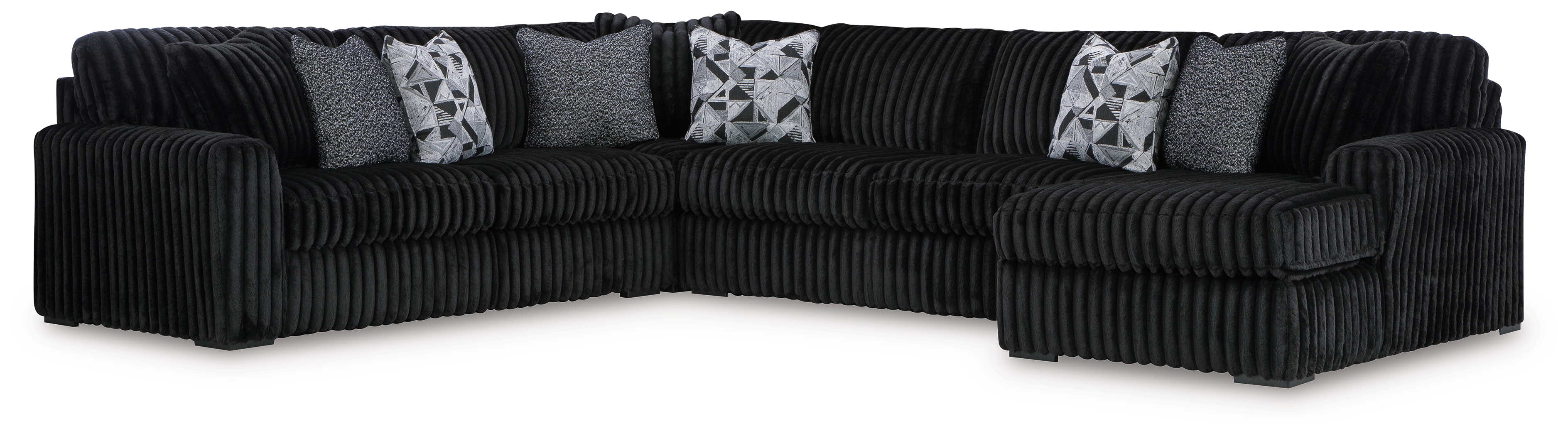 Midnight-Madness - 4-Piece Sectional With Raf Corner Chaise - Onyx
