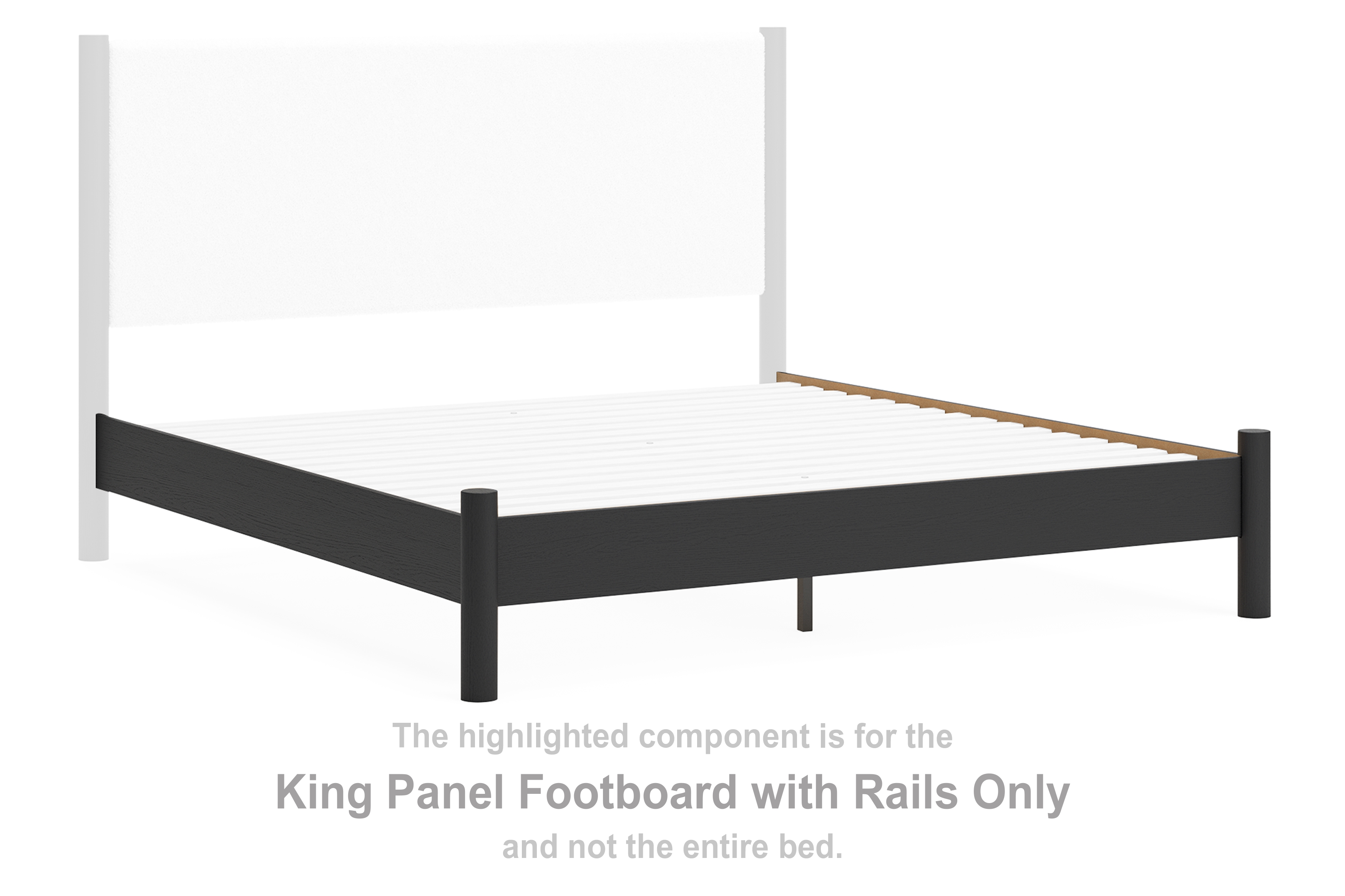 Cadmori - King Panel Footboard With Rails - Black