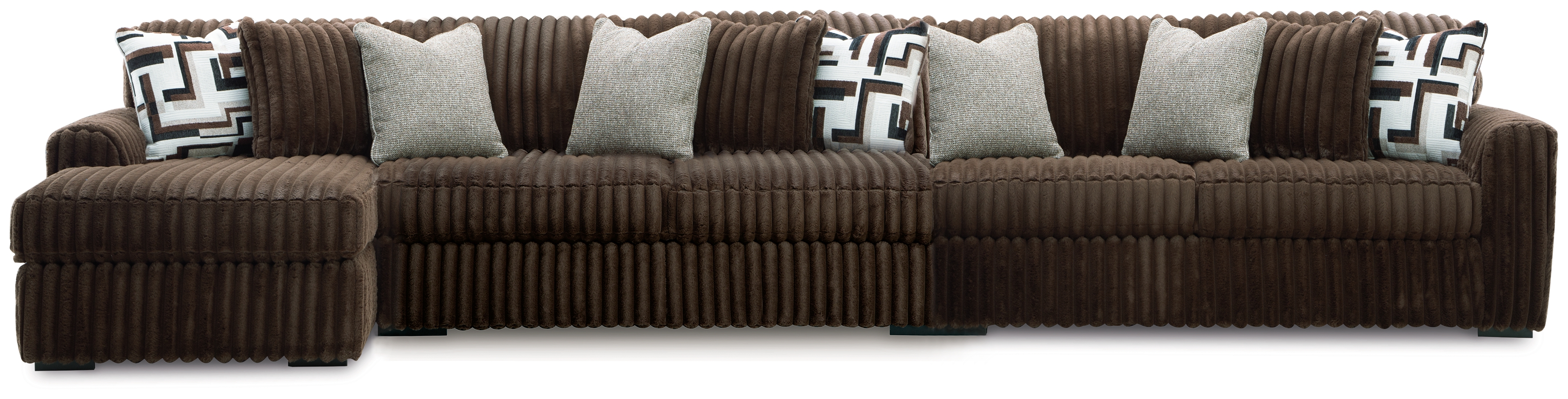 Midnight-Madness - 3-Piece Sectional With LAF Corner Chaise - Chocolate
