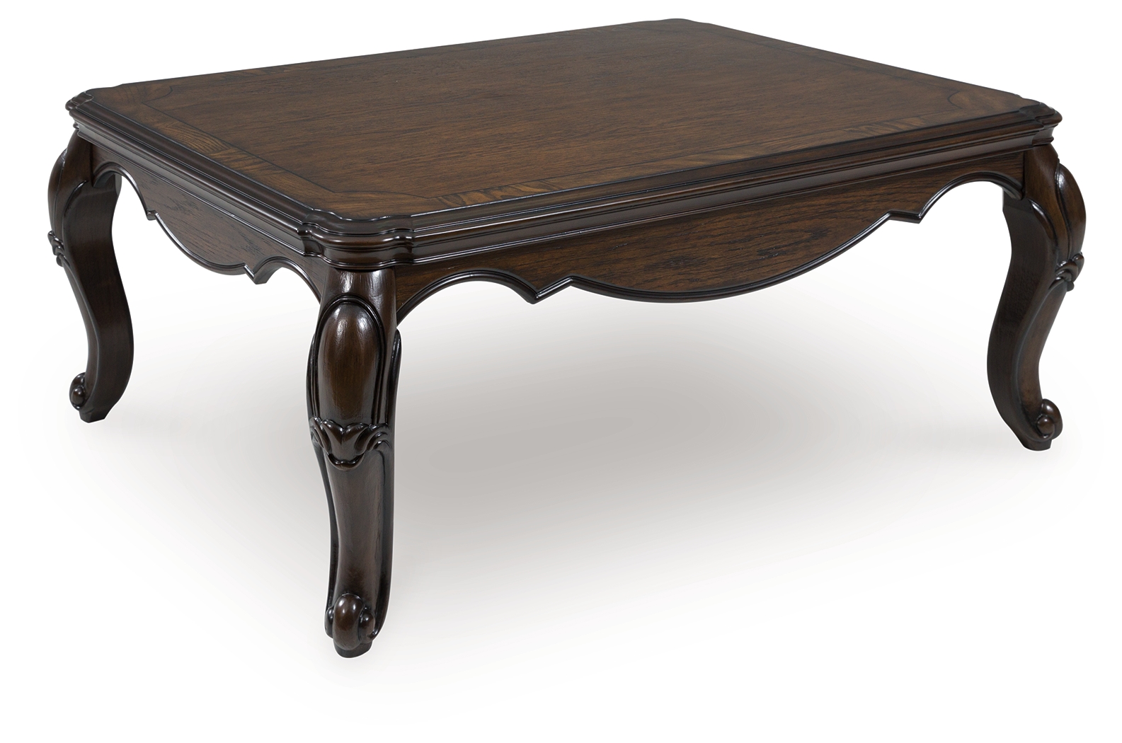 Maylee - Rectangular Cocktail Table With Cabriole Legs - Dark Brown