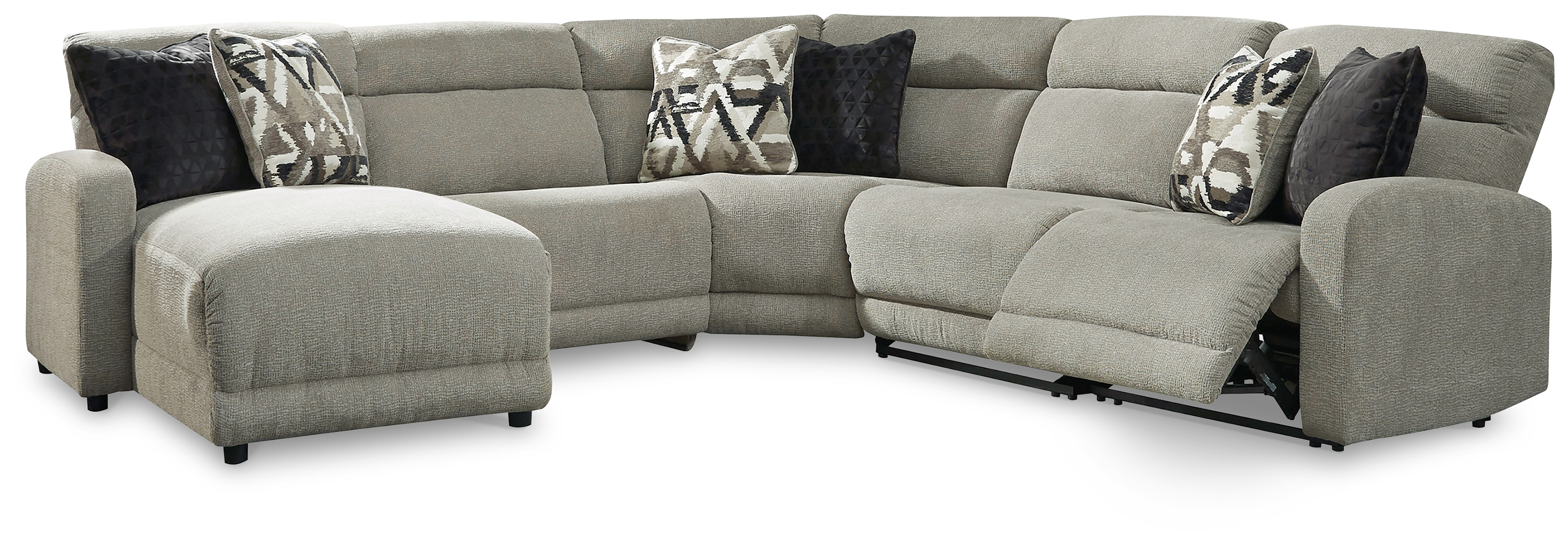 Colleyville - 5-Piece Power Reclining Sectional With Laf Press Back Power Chaise - Stone